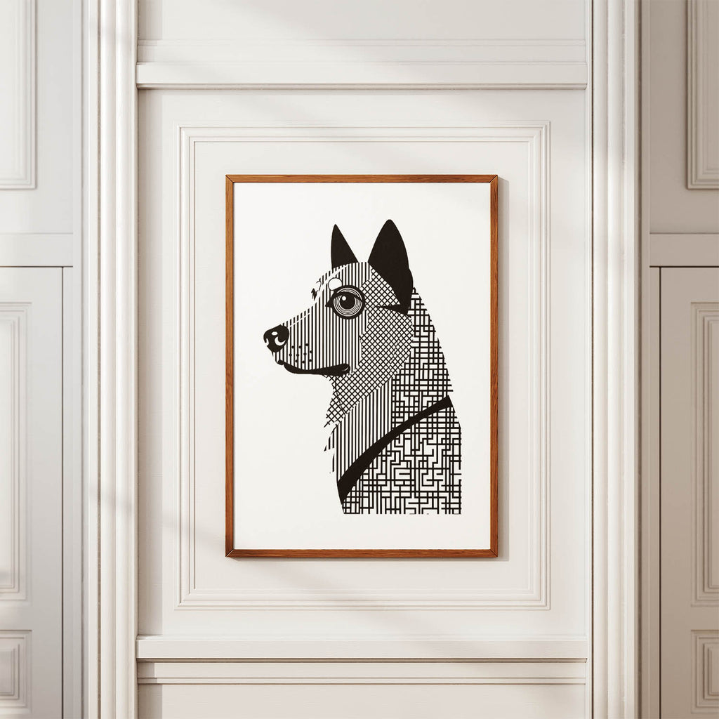 Norwegian Elkhound Geometric Line Art mockup