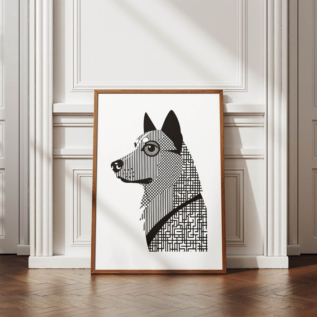 Norwegian Elkhound Geometric Line Art mockup