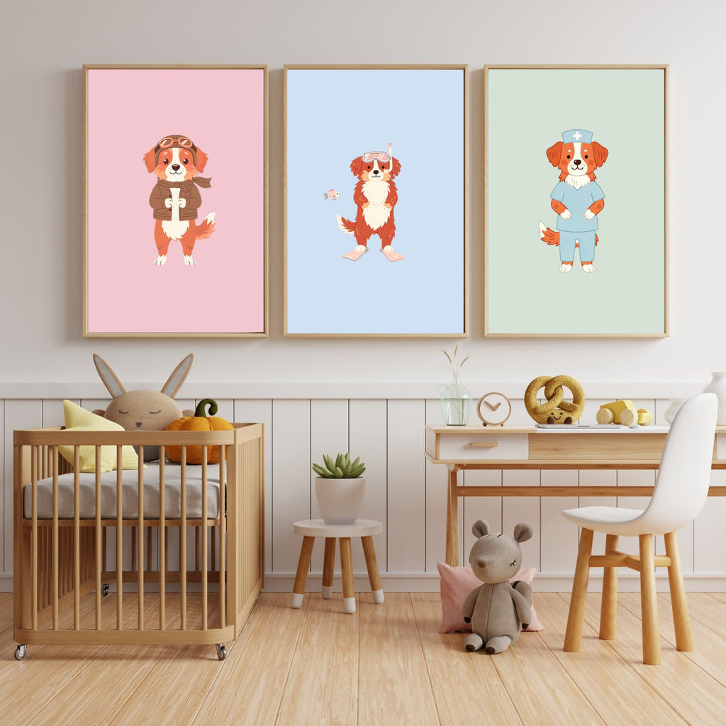 Nova Scotia Duck Tolling Retriever Kids Nursery Wall Art Print Bundle — 22 Dog Costume Designs, 5 Colours, 6 Print Sizes | Digital Download
