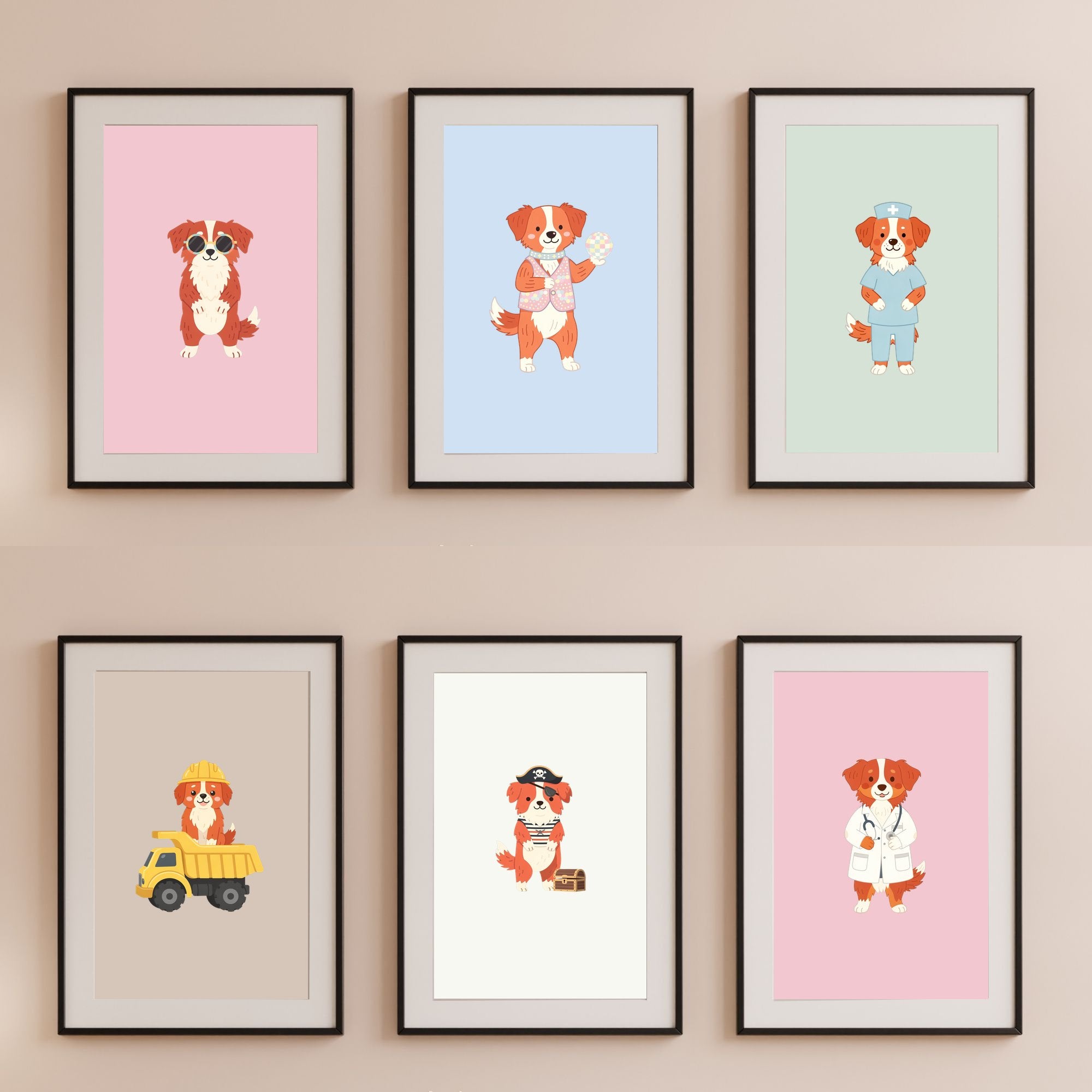Nova Scotia Duck Tolling Retriever Kids Nursery Wall Art Print Bundle — 22 Dog Costume Designs, 5 Colours, 6 Print Sizes | Digital Download