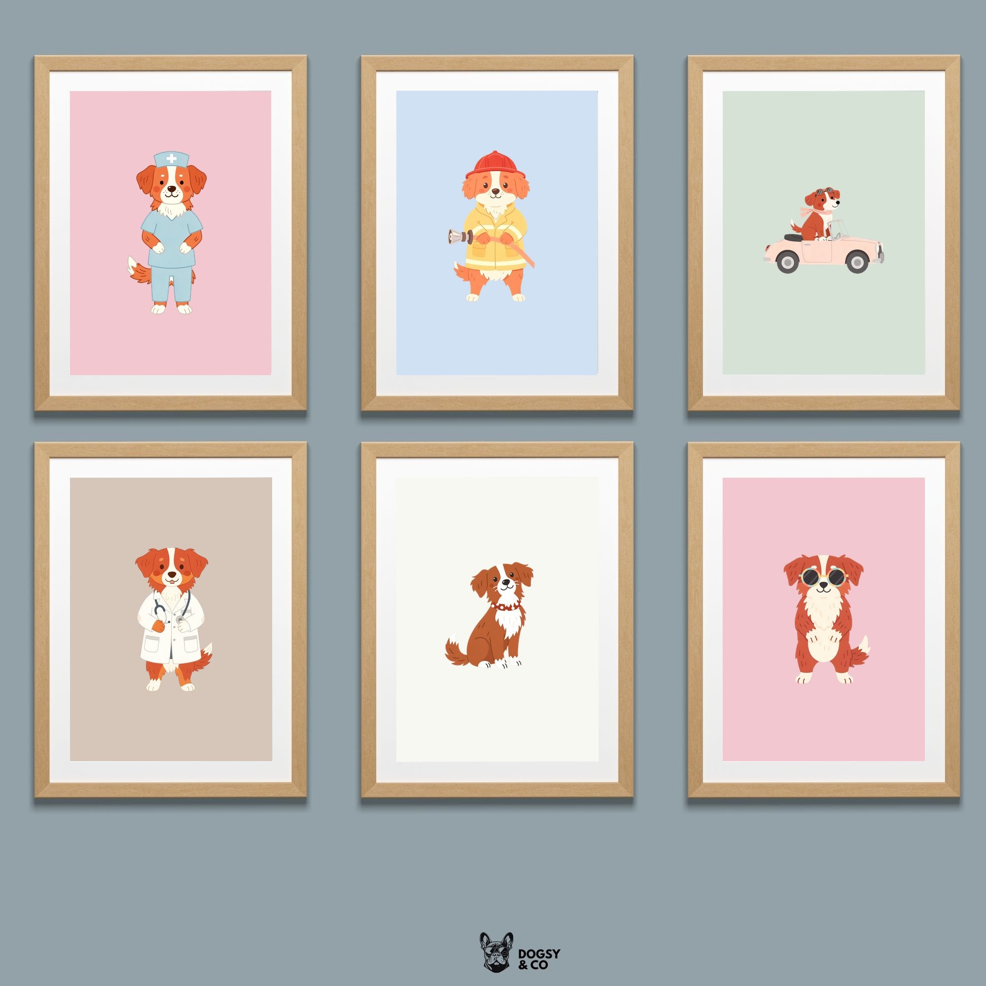 Nova Scotia Duck Tolling Retriever Kids Nursery Wall Art Print Bundle — 22 Dog Costume Designs, 5 Colours, 6 Print Sizes | Digital Download