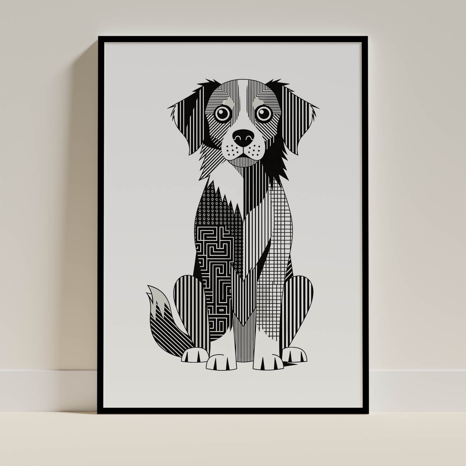 Nova Scotia Duck Tolling Retriever Geometric Line Art Print - Framed Mockup