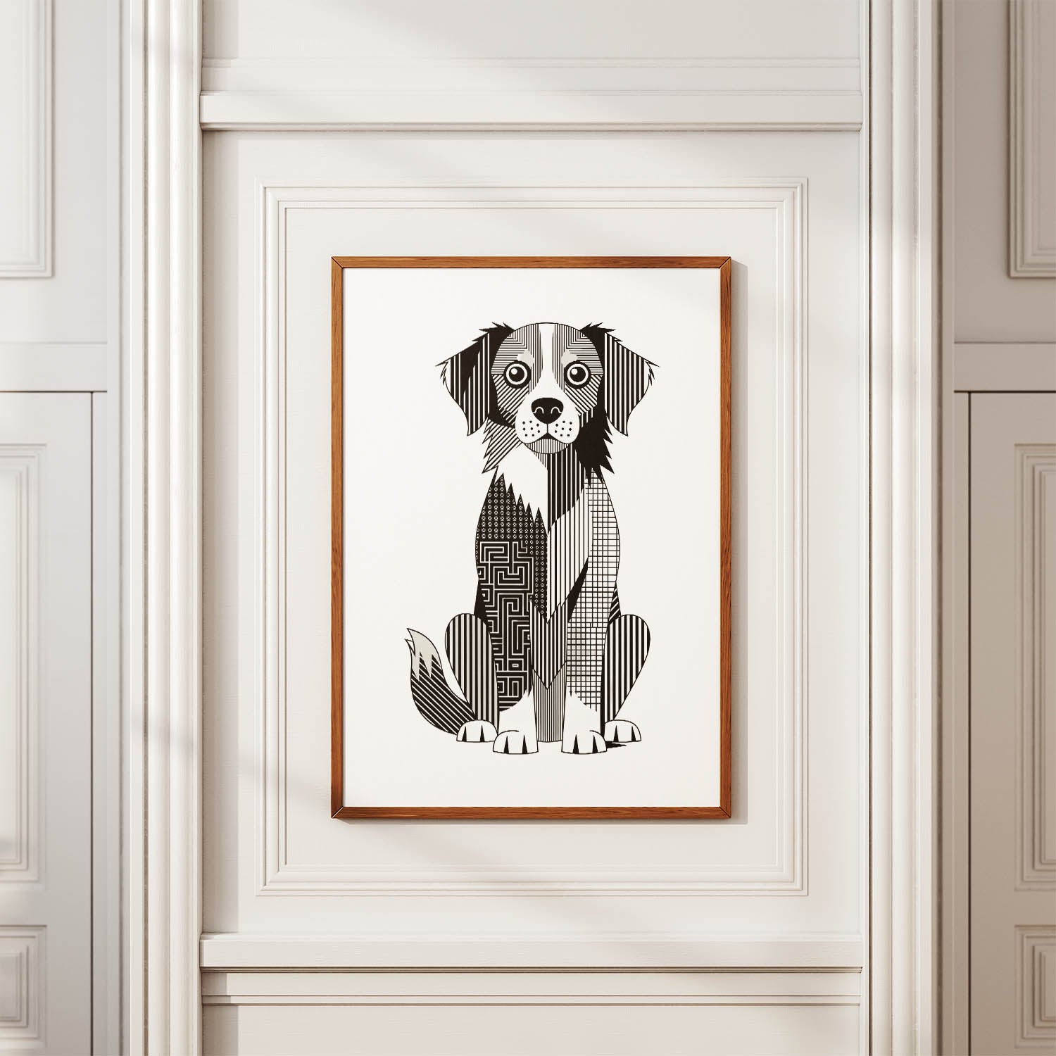 Nova Scotia Duck Tolling Retriever Geometric Line Art Print - Framed Mockup