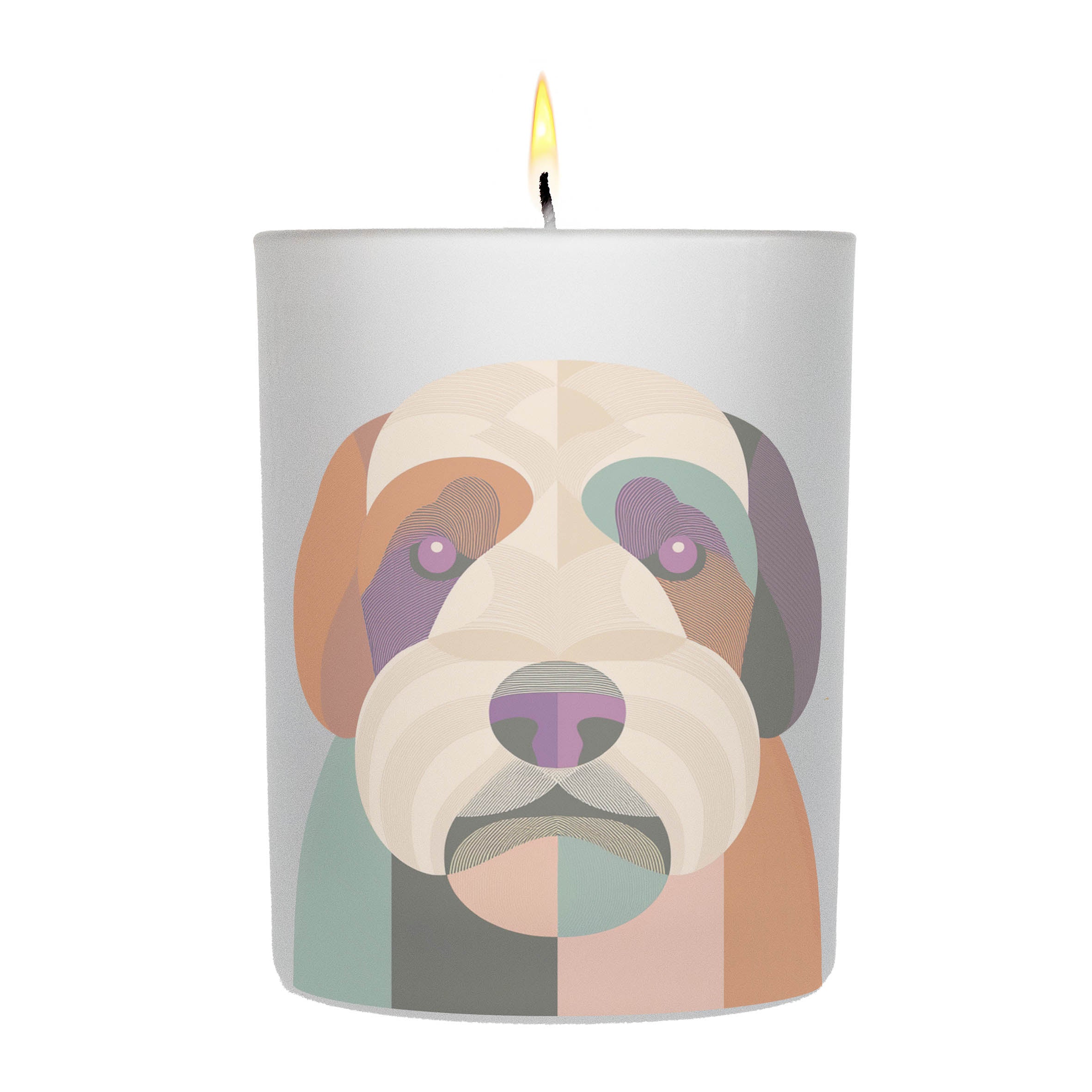 Old English Sheepdog Graphic Retro Chic Frosted Candle