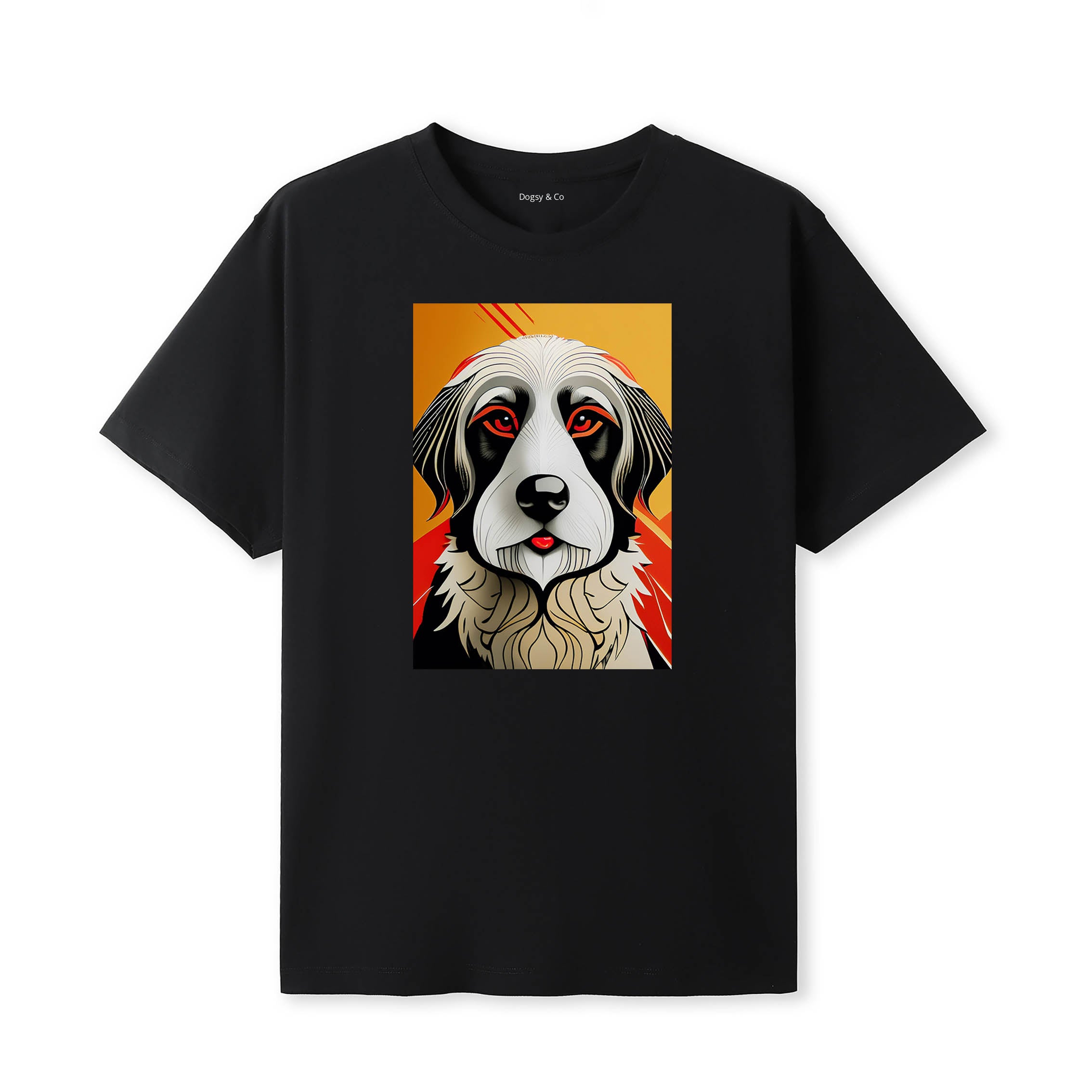 Old English Sheepdog Retro Geo Orange Dog T-Shirt | Dogsy & Co