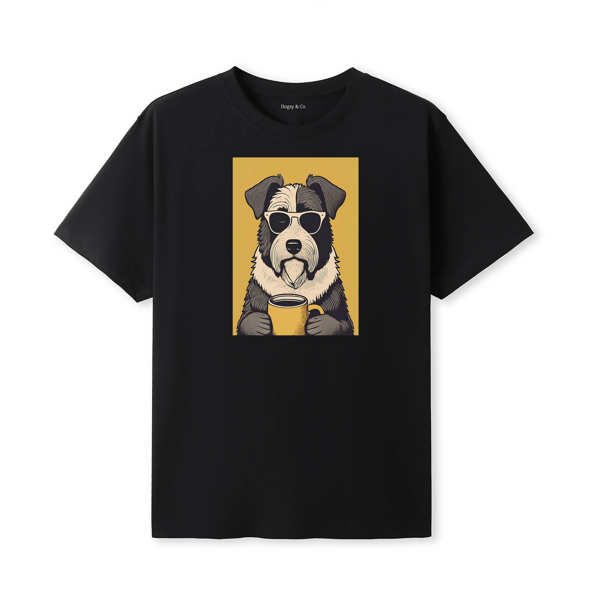 Old English Sheepdog Coffee Dog T-Shirt Black