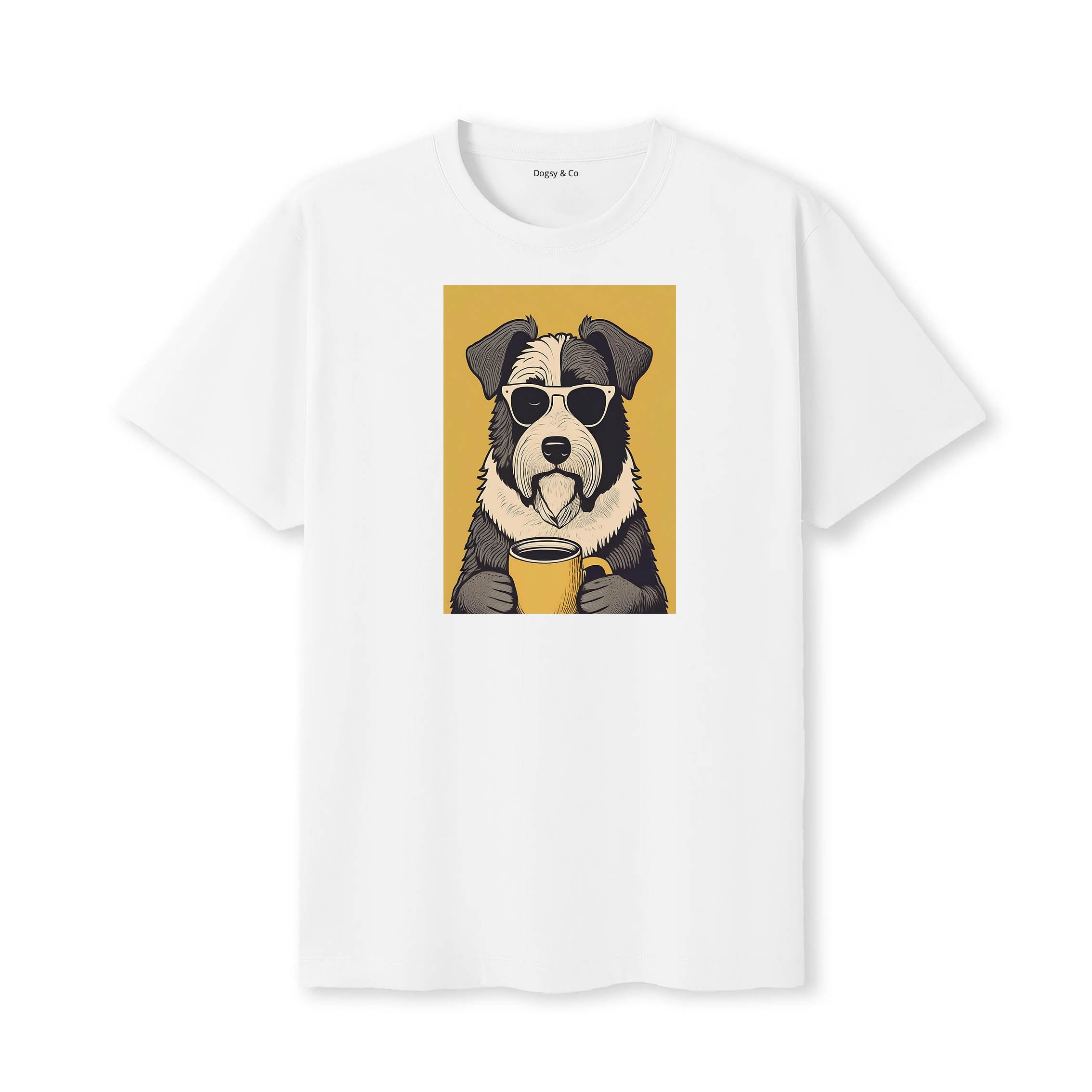 Old English Sheepdog Coffee Dog T-Shirt White