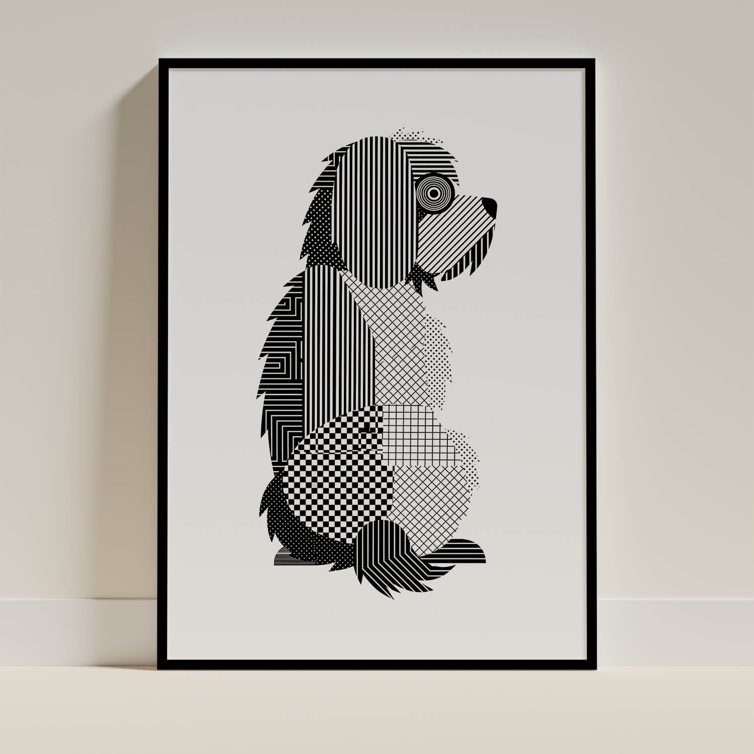 Old English Sheepdog Geometric Line Art mockup