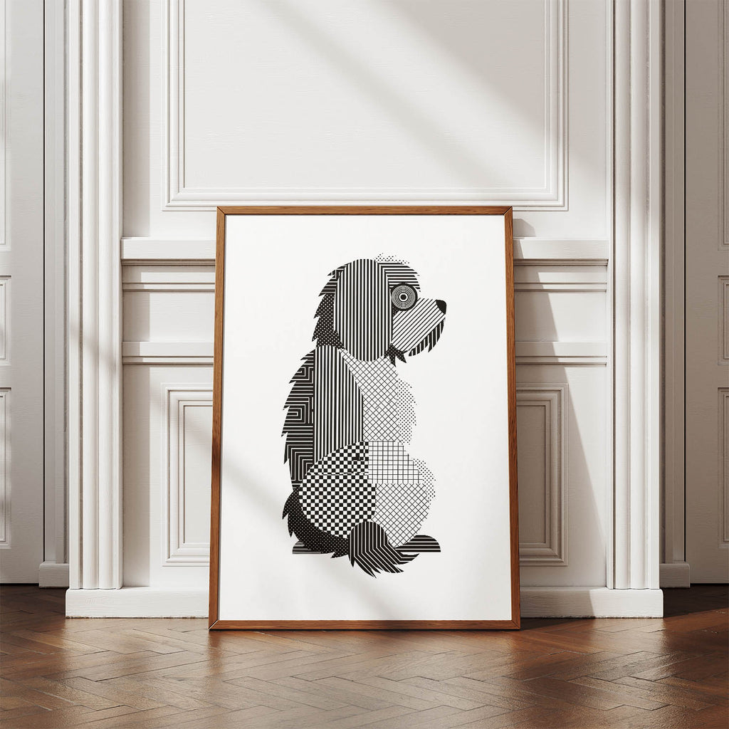 Old English Sheepdog Geometric Line Art mockup