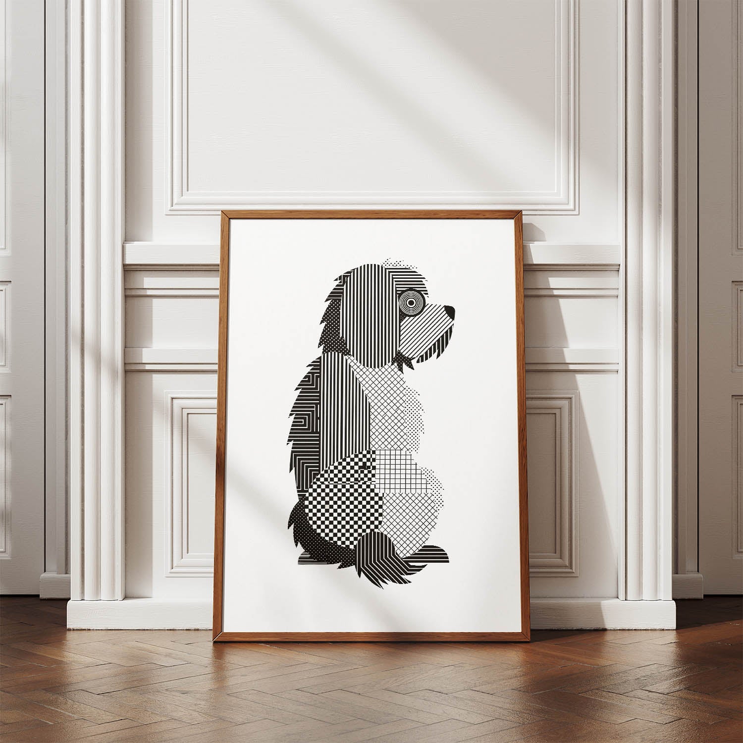 Old English Sheepdog Geometric Line Art mockup