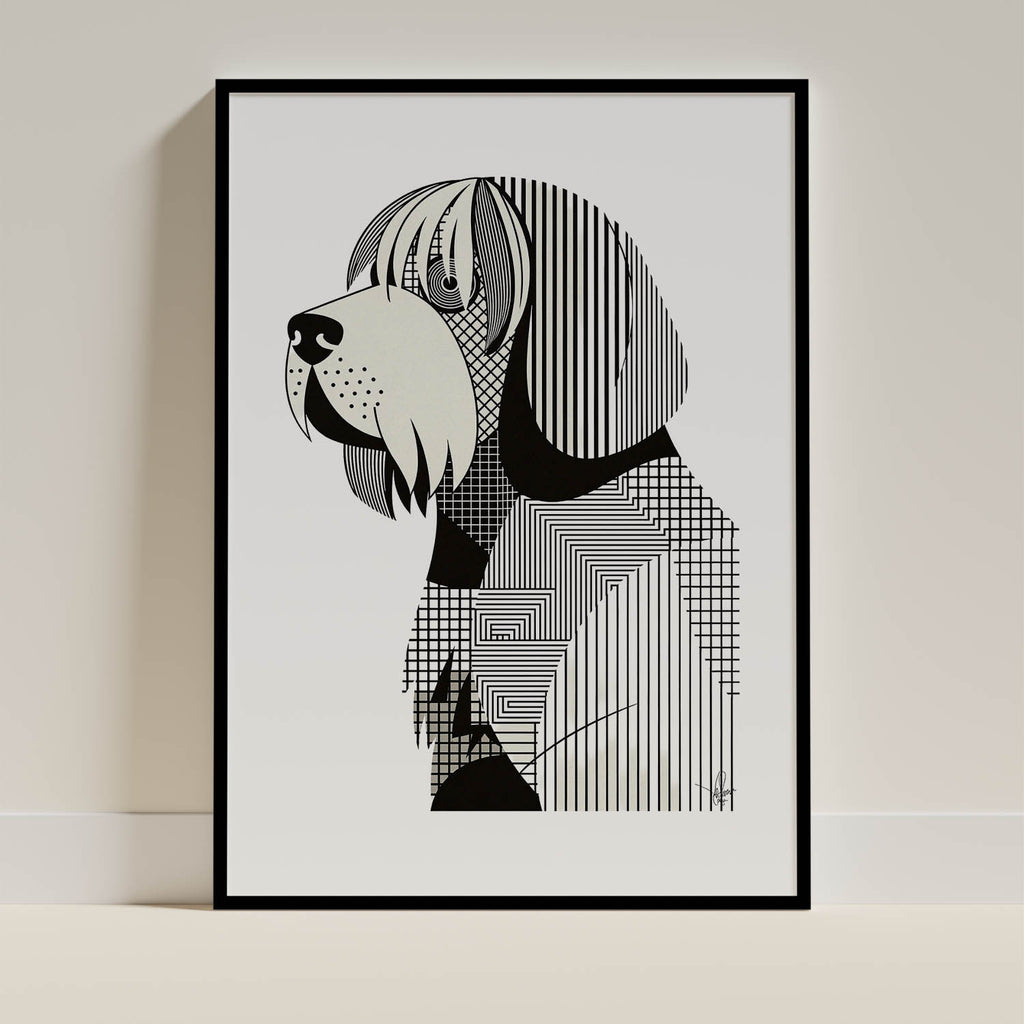 Old English Sheepdog Geometric Line Art mockup