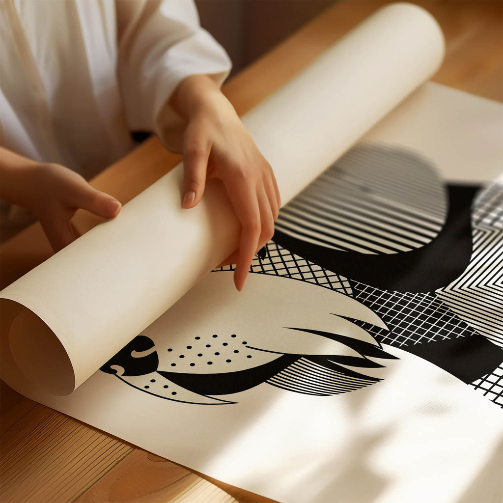 Old English Sheepdog Geometric Line Art mockup
