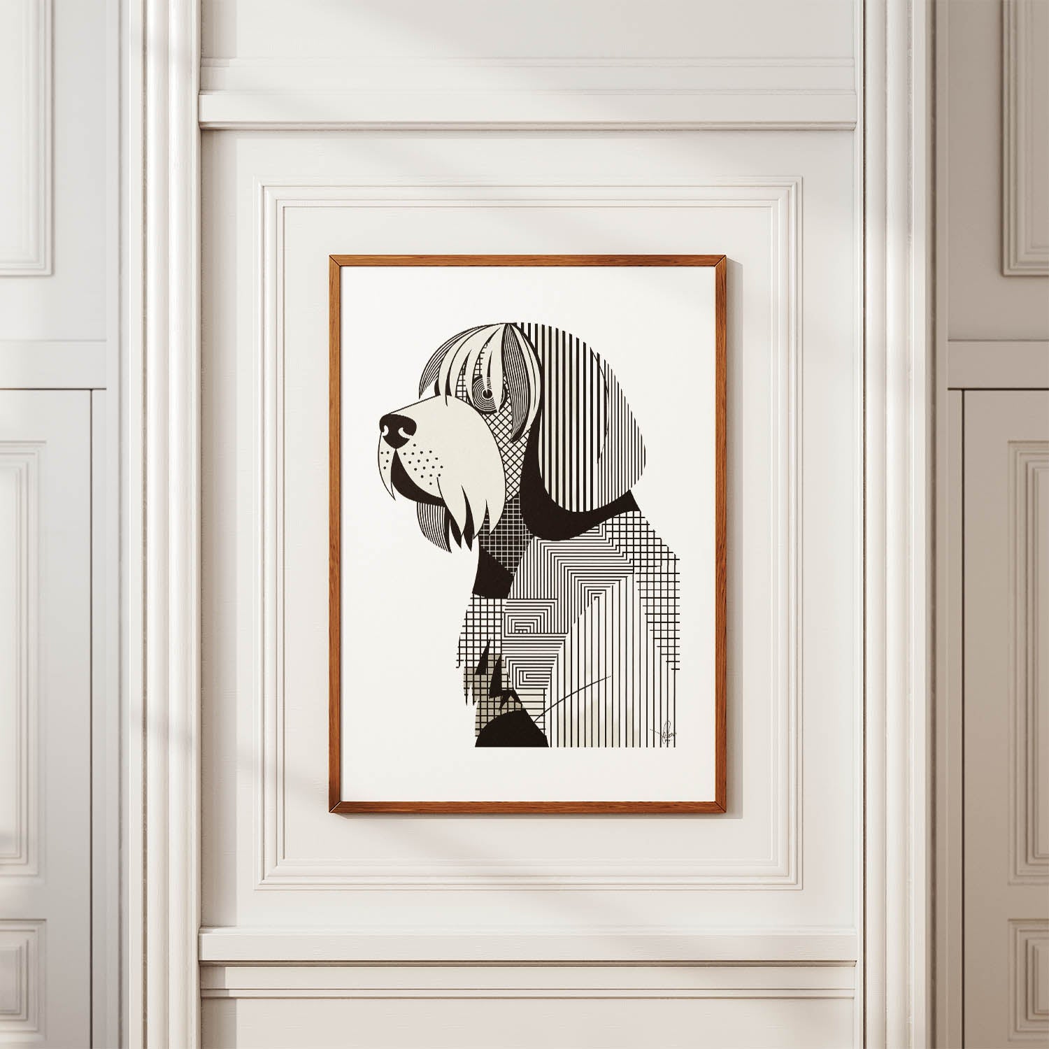 Old English Sheepdog Geometric Line Art mockup