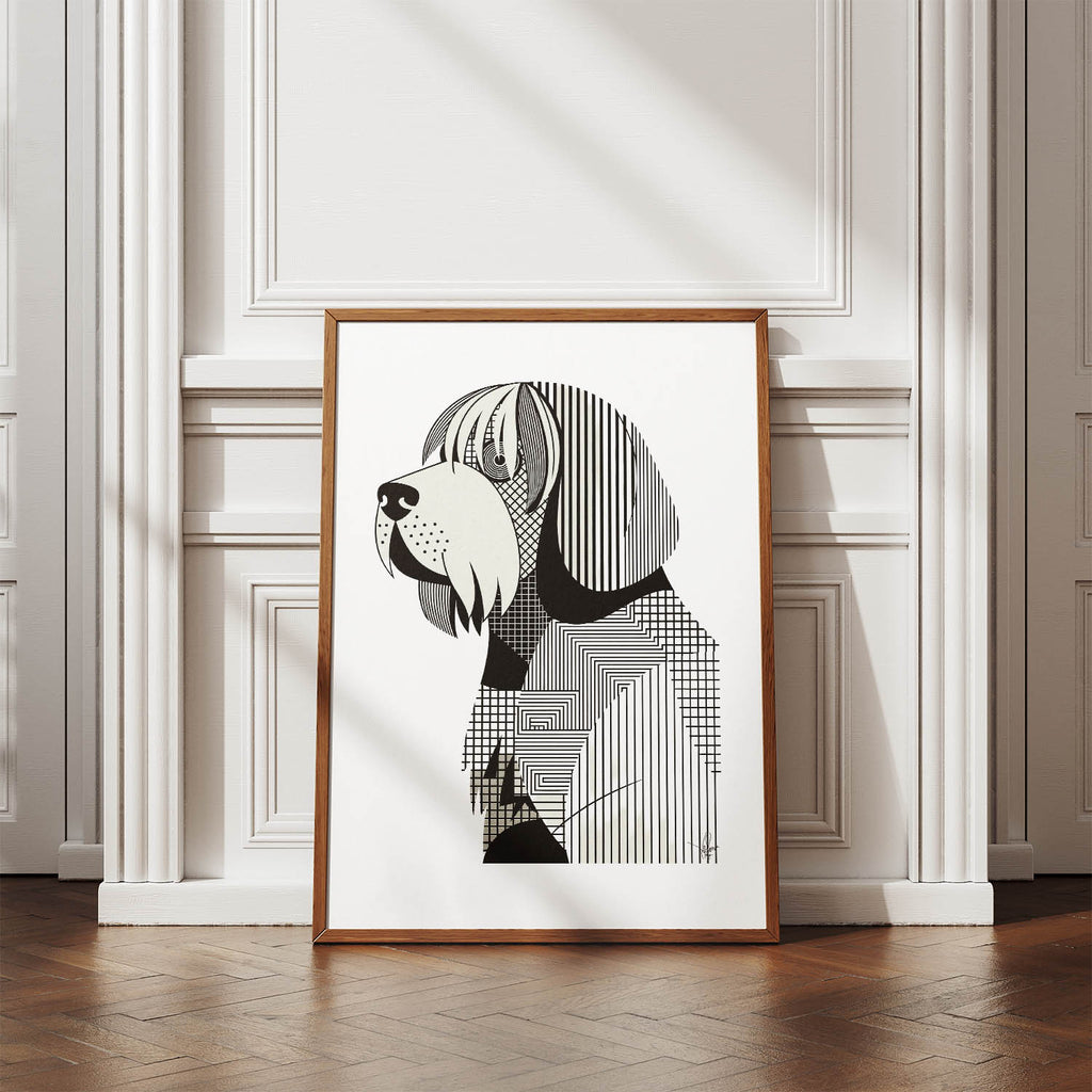 Old English Sheepdog Geometric Line Art mockup