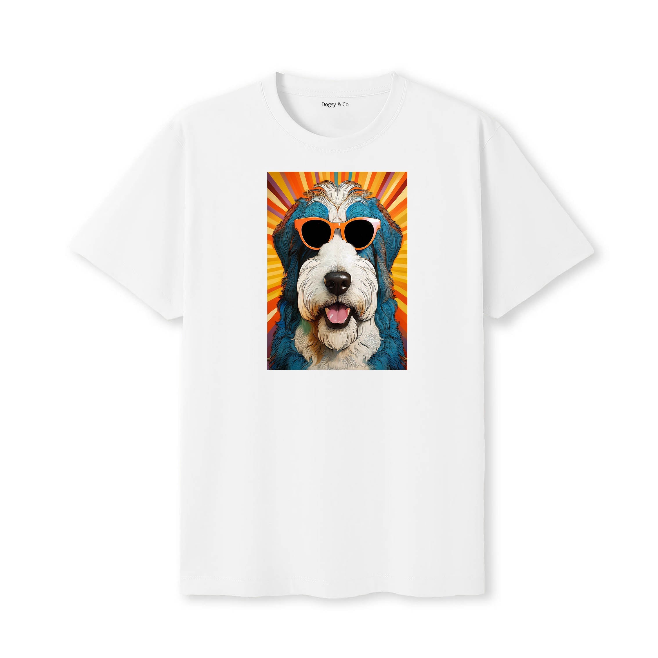 Old English Sheepdog Sunnies Dog T-Shirt White
