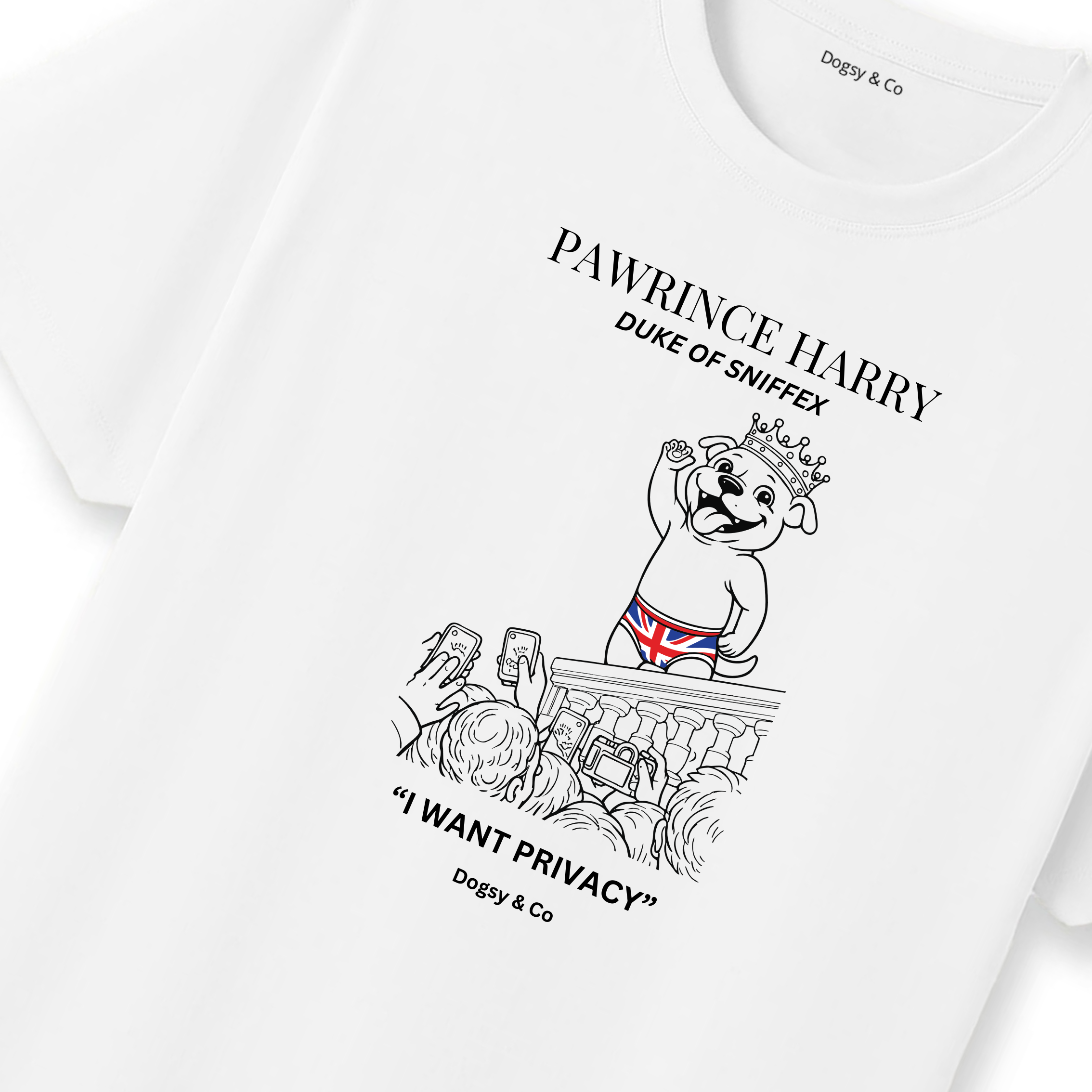 Pawrince Harry: Duke of Sniffex Tee - I Want Privacy | Dogsy & Co