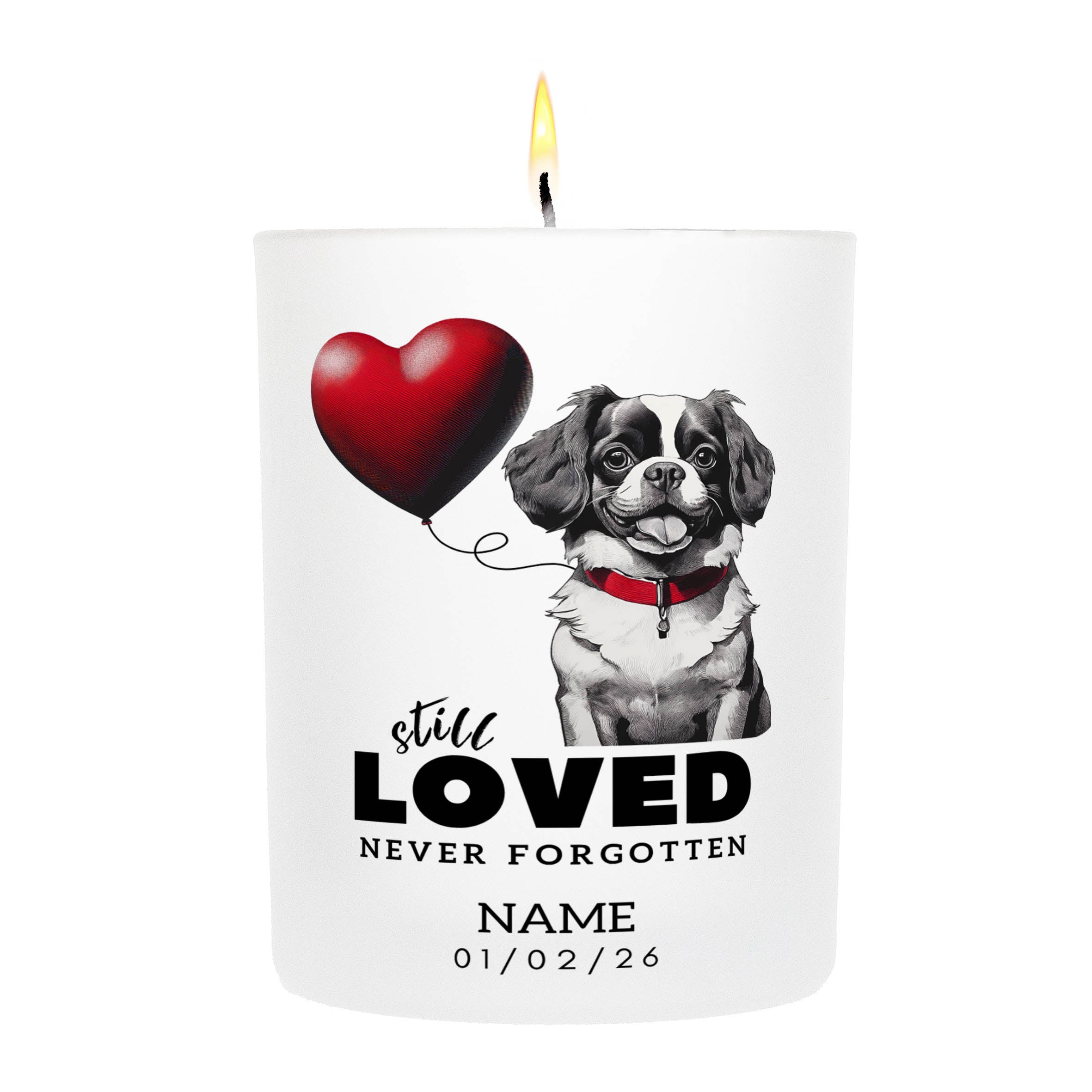Papillion No Leash No Limits Just Love Custom Candle