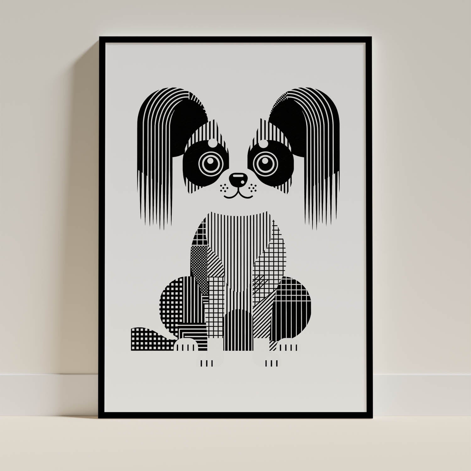 Papillon Geometric Line Art - Black Frame Mockup