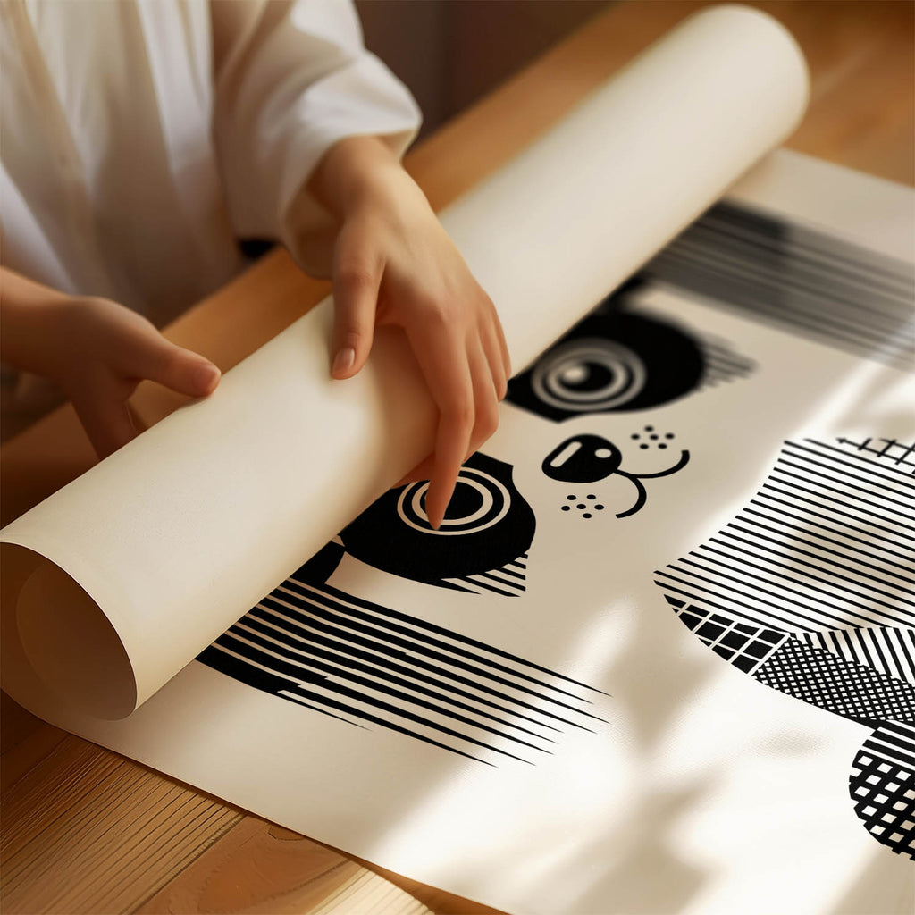 Papillon Geometric Line Art Print - Framed Mockup