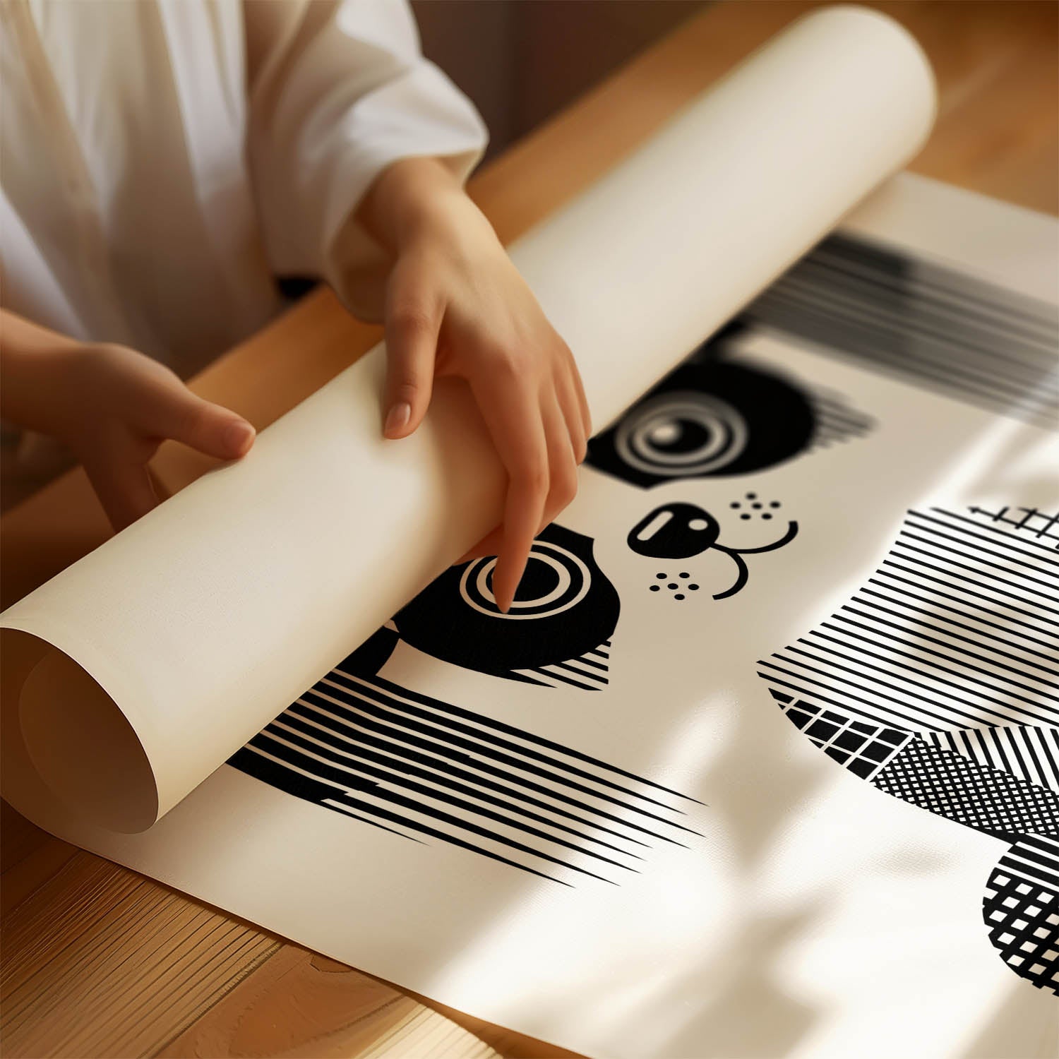 Papillon Geometric Line Art Print - Framed Mockup