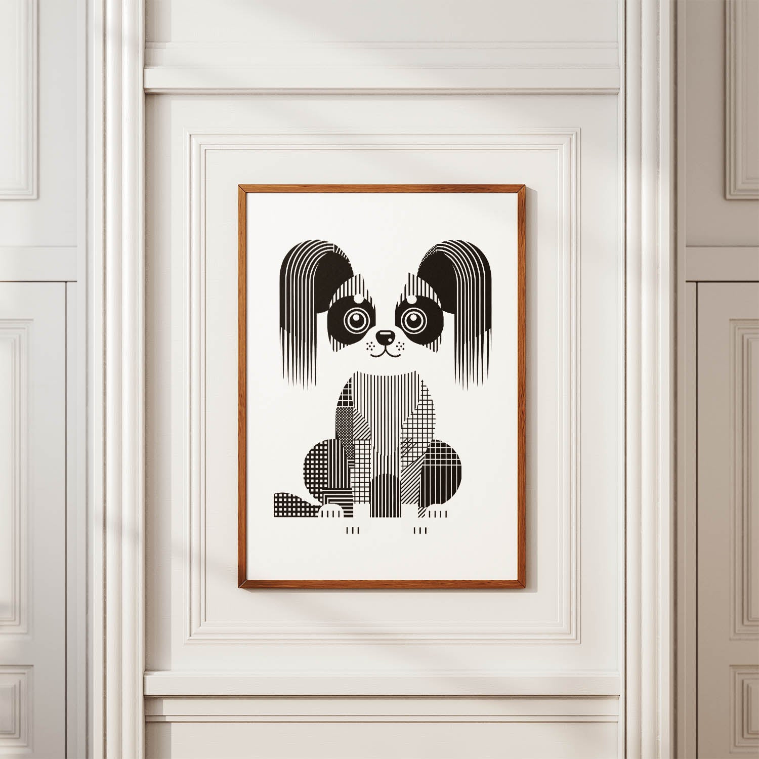 Papillon Geometric Line Art Print - Framed Mockup