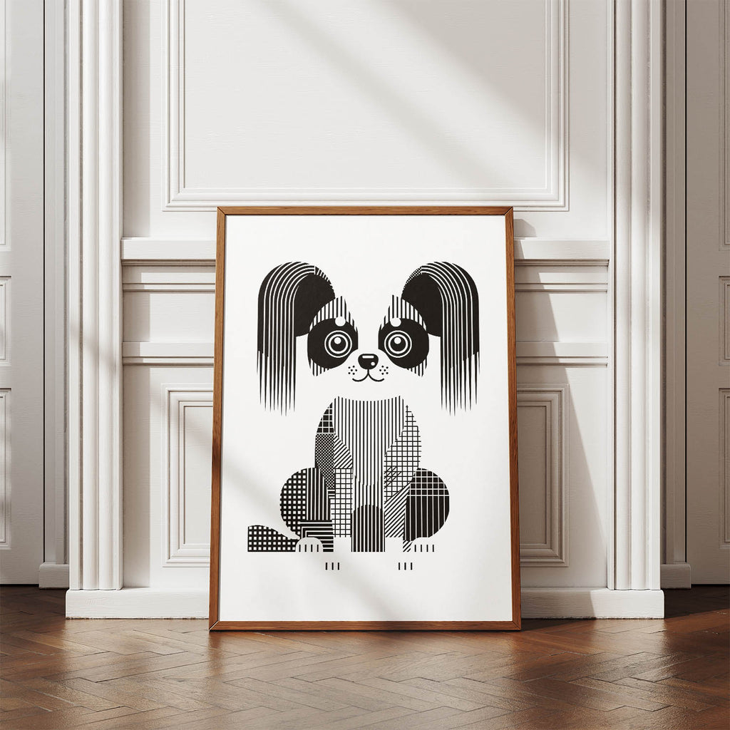 Papillon Geometric Line Art Print - Framed Mockup
