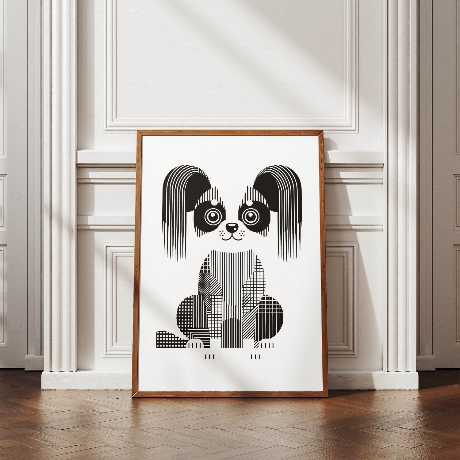 Papillon Geometric Line Art Print - Framed Mockup