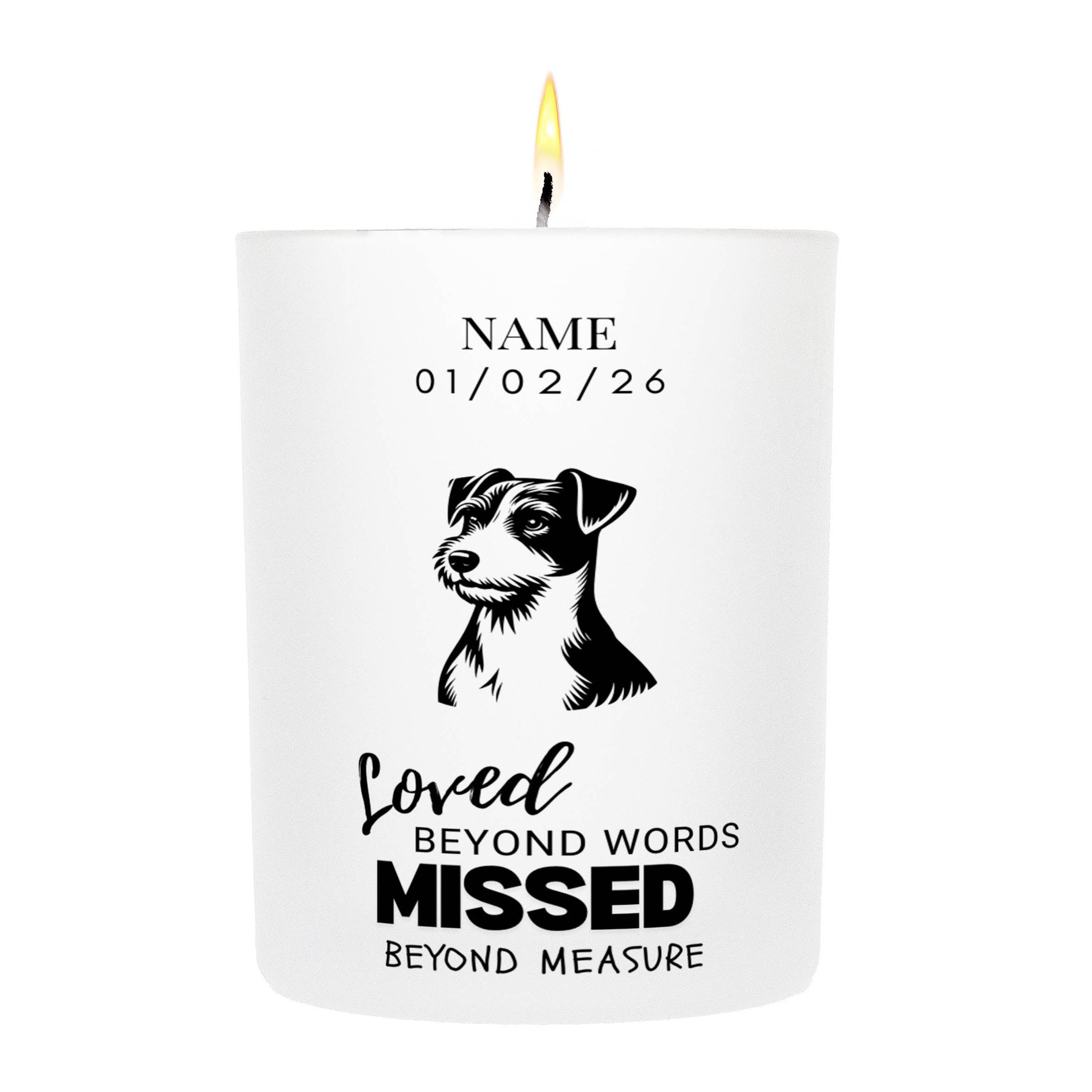 Parson Russell Terrier – Loved Beyond Words, Missed Beyond Measure Custom Candle