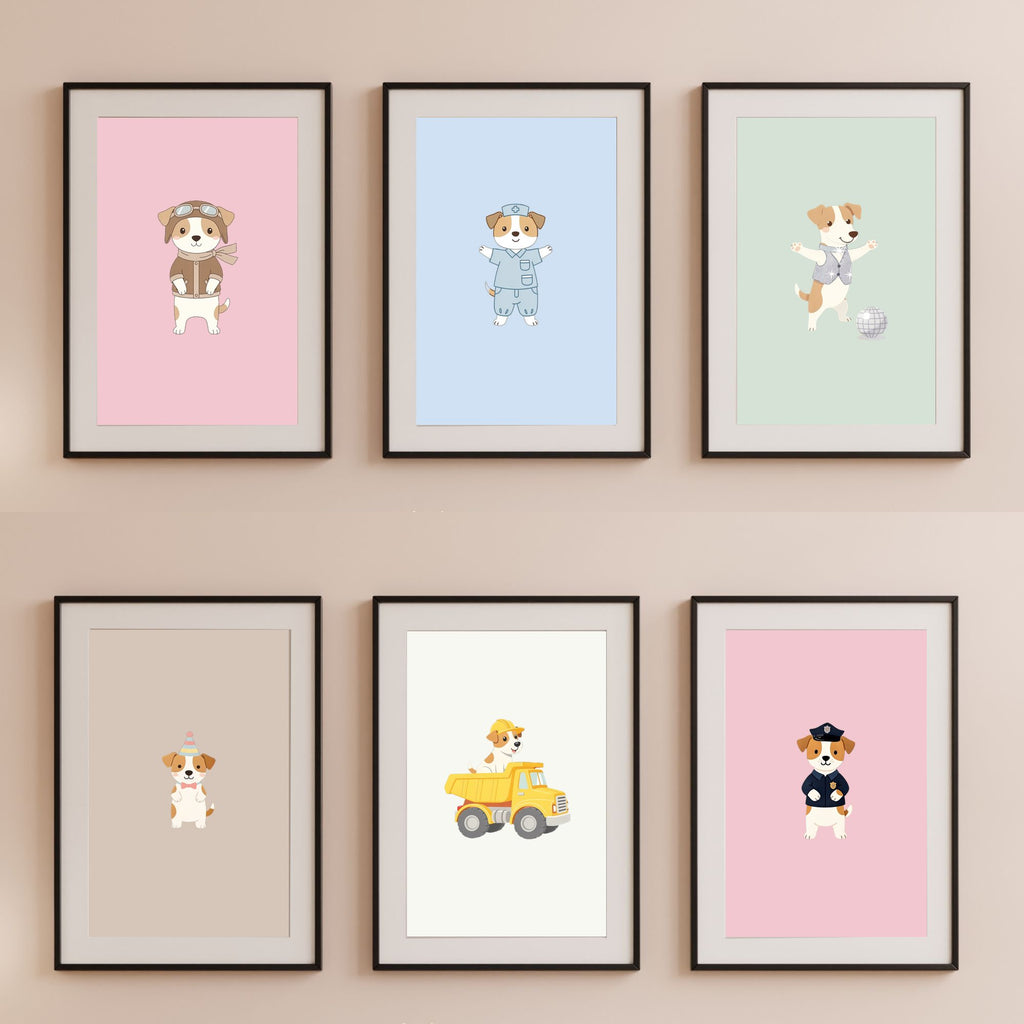 Parson Russell Terrier Kids Nursery Wall Art Print Bundle — 22 Dog Costume Designs, 5 Colours, 6 Print Sizes | Digital Download