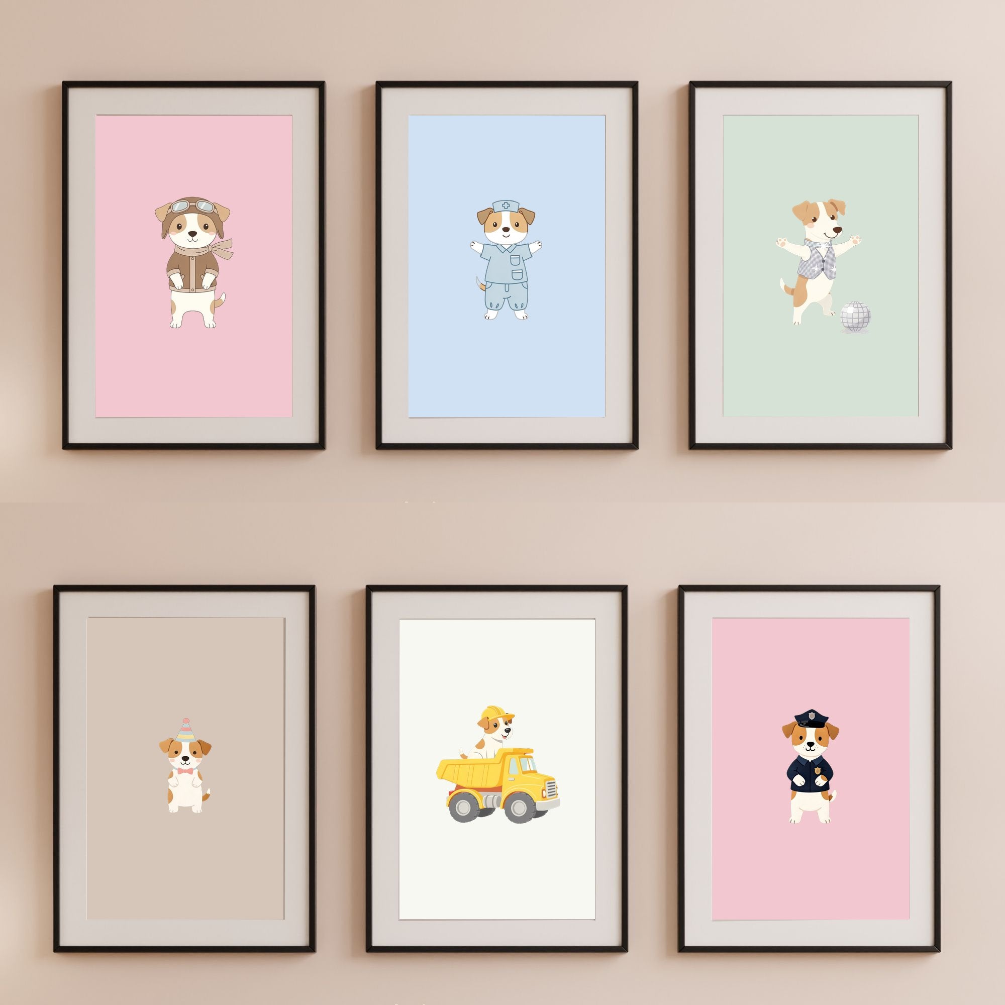Parson Russell Terrier Kids Nursery Wall Art Print Bundle — 22 Dog Costume Designs, 5 Colours, 6 Print Sizes | Digital Download