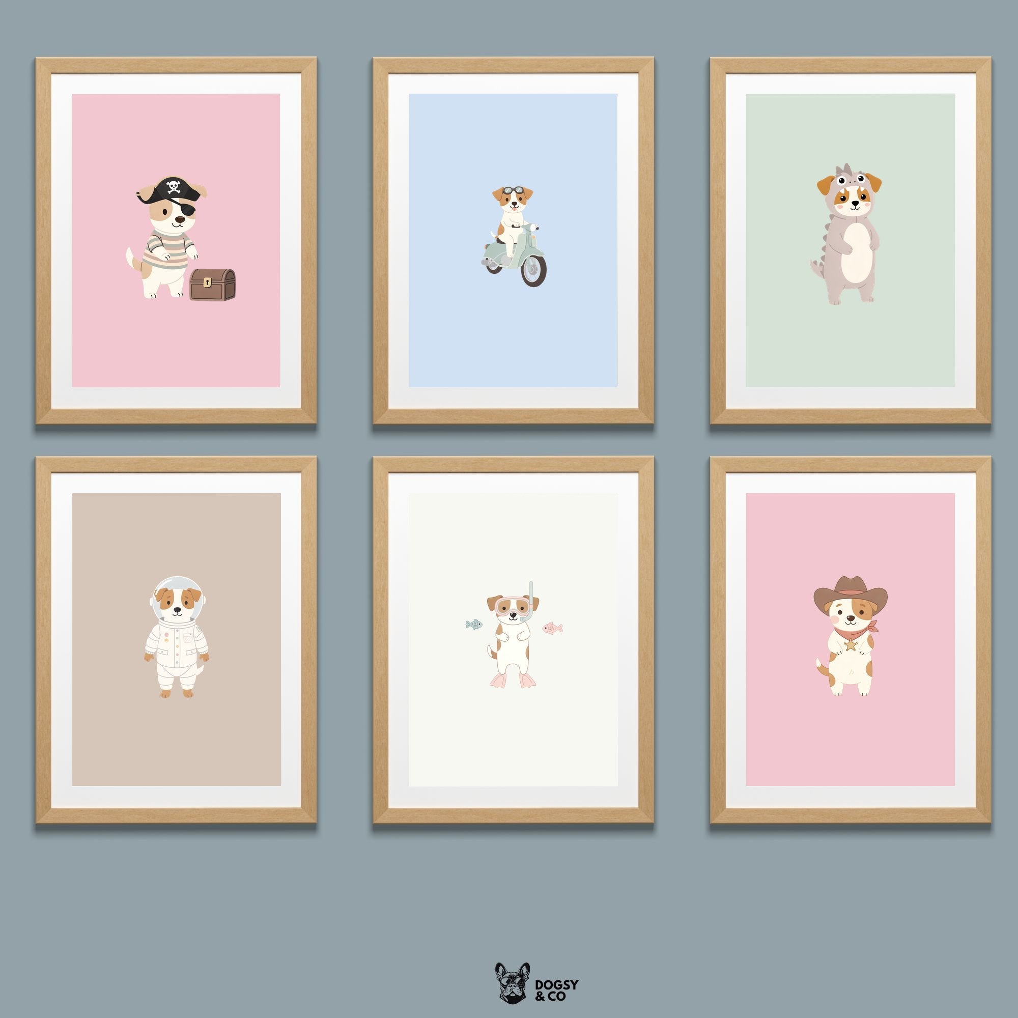 Parson Russell Terrier Kids Nursery Wall Art Print Bundle — 22 Dog Costume Designs, 5 Colours, 6 Print Sizes | Digital Download