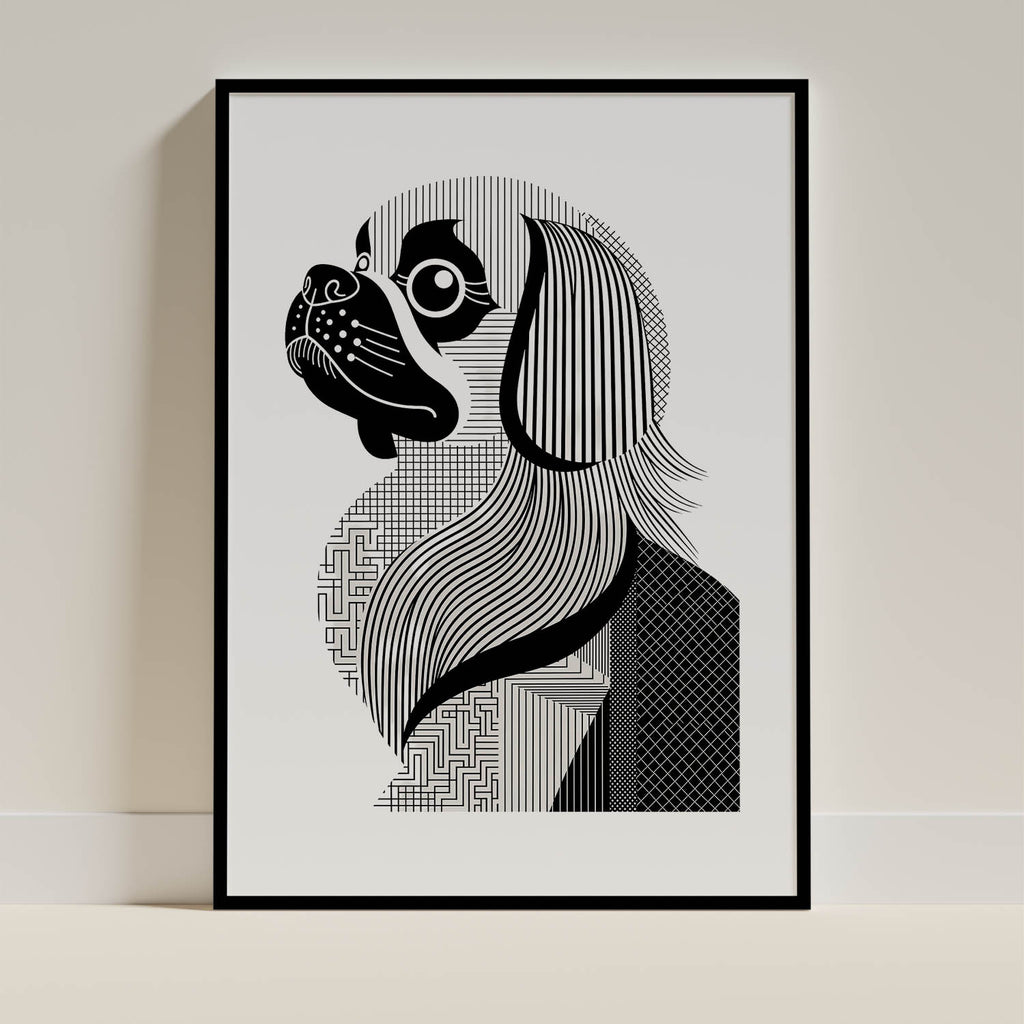 Pekingese Geometric Line Art mockup