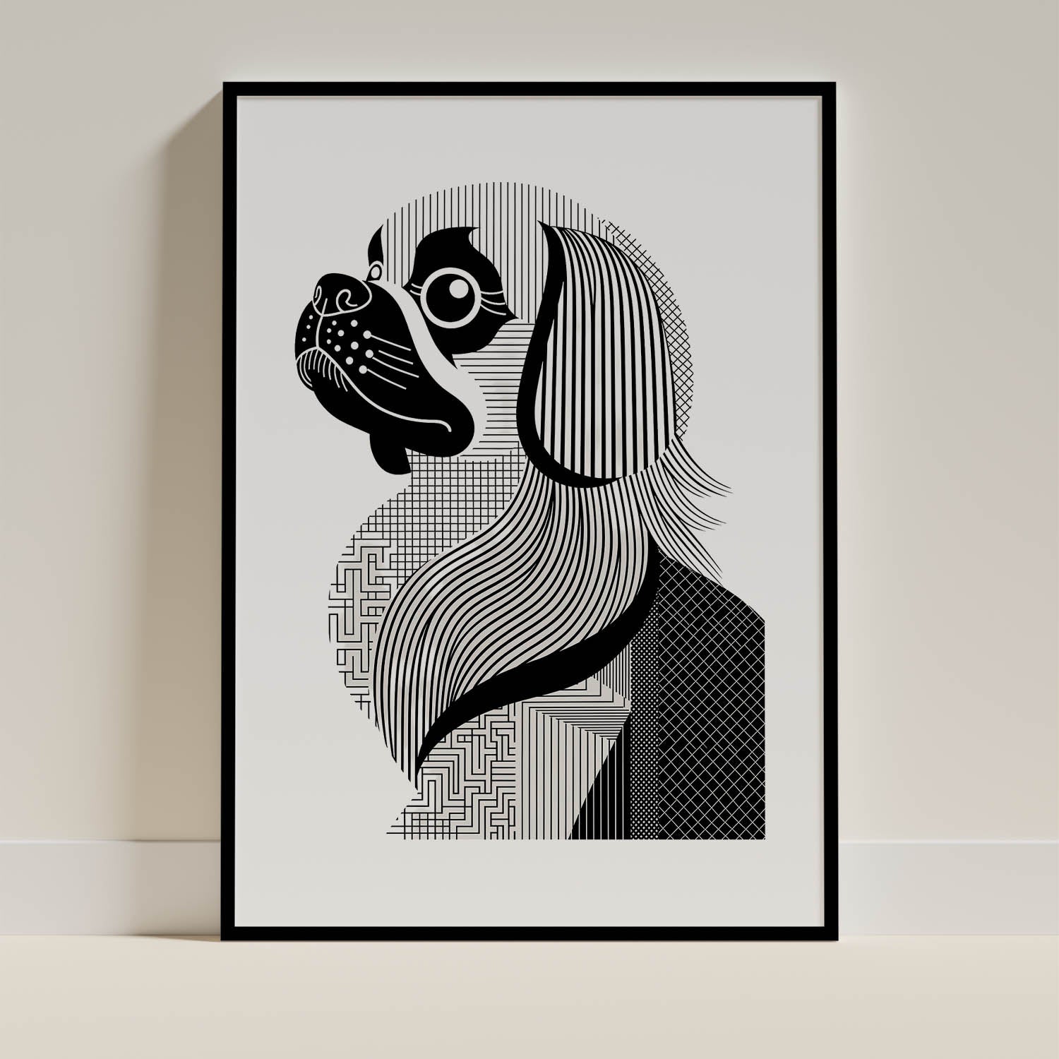 Pekingese Geometric Line Art mockup