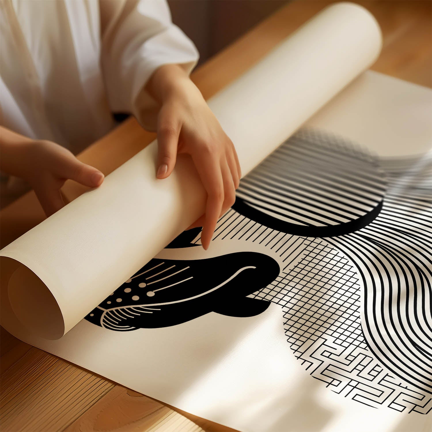 Pekingese Geometric Line Art mockup