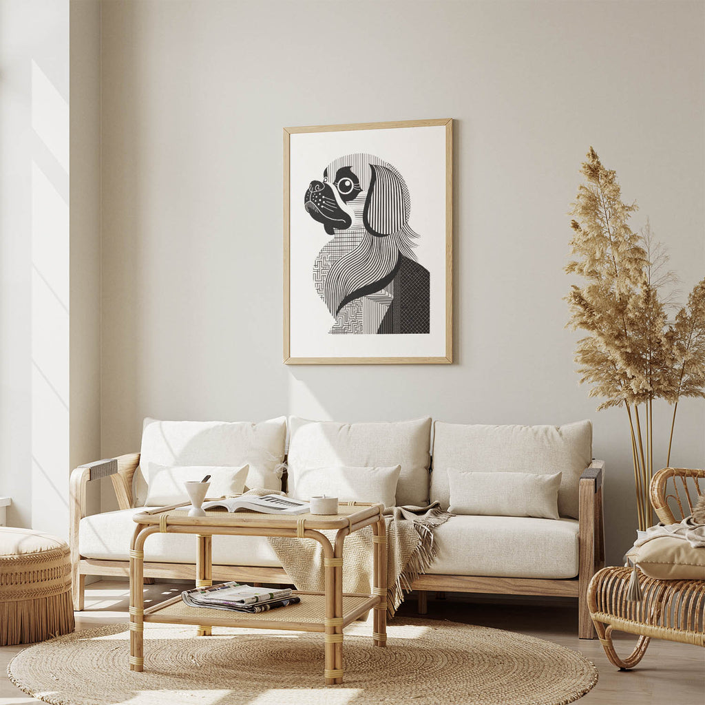 Pekingese Geometric Line Art mockup