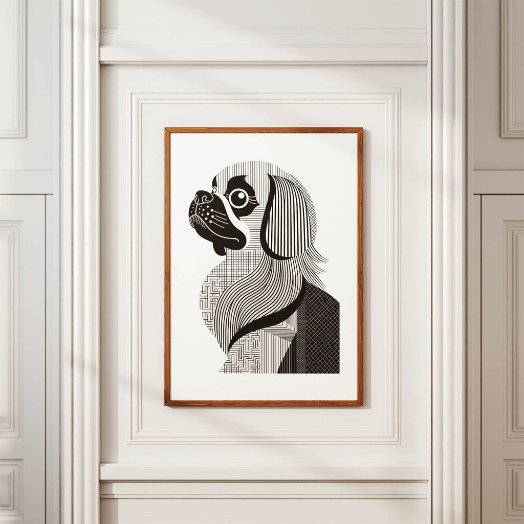 Pekingese Geometric Line Art mockup