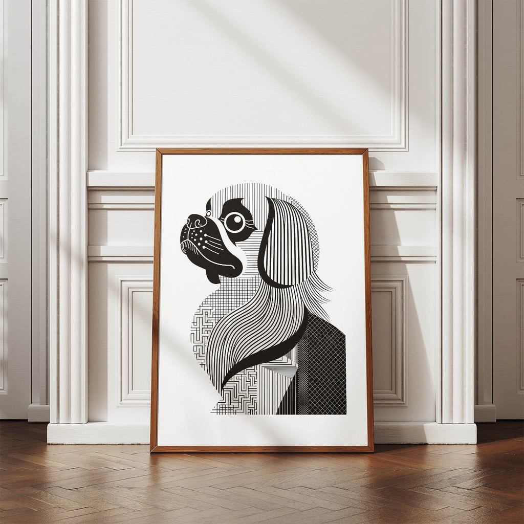 Pekingese Geometric Line Art mockup