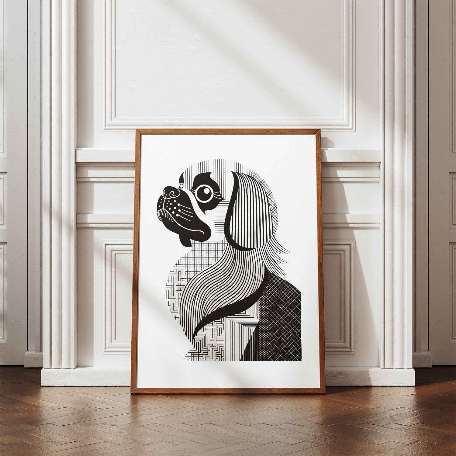 Pekingese Geometric Line Art mockup