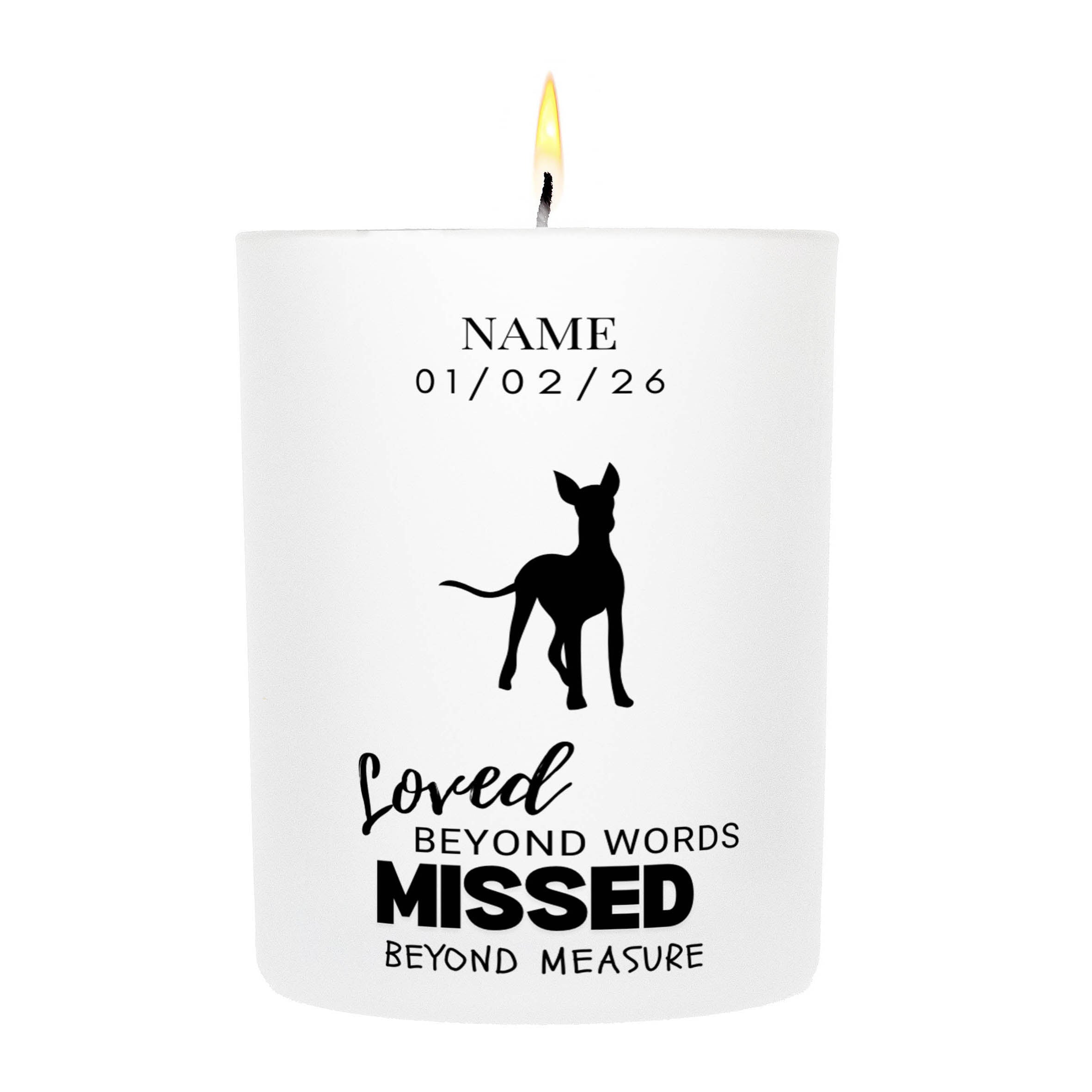 Pharaoh Hound – Loved Beyond Words, Missed Beyond Measure Custom Candle