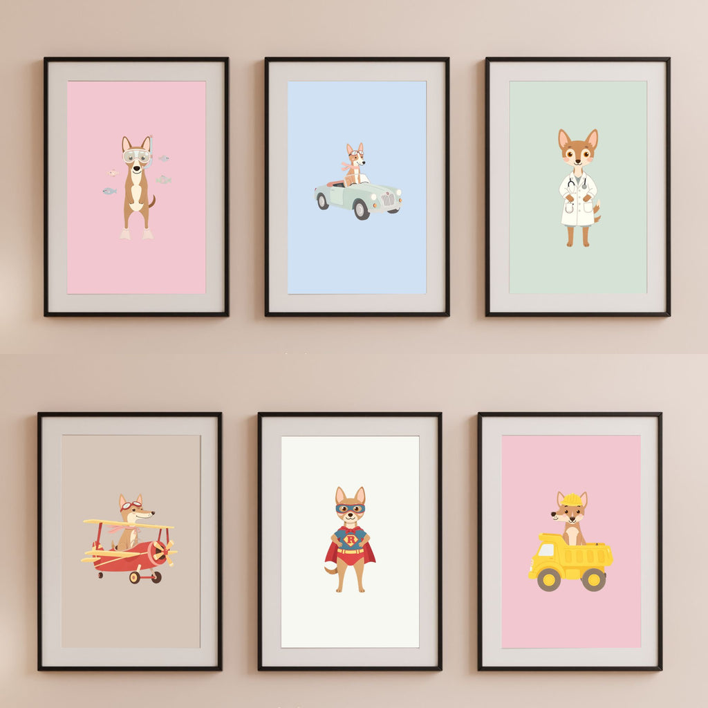 Pharaoh Hound Kids Nursery Wall Art Print Bundle — 22 Dog Costume Designs, 5 Colours, 6 Print Sizes | Digital Download