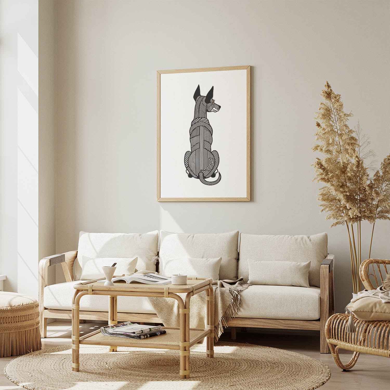Pharaoh Hound Geometric Line Art mockup