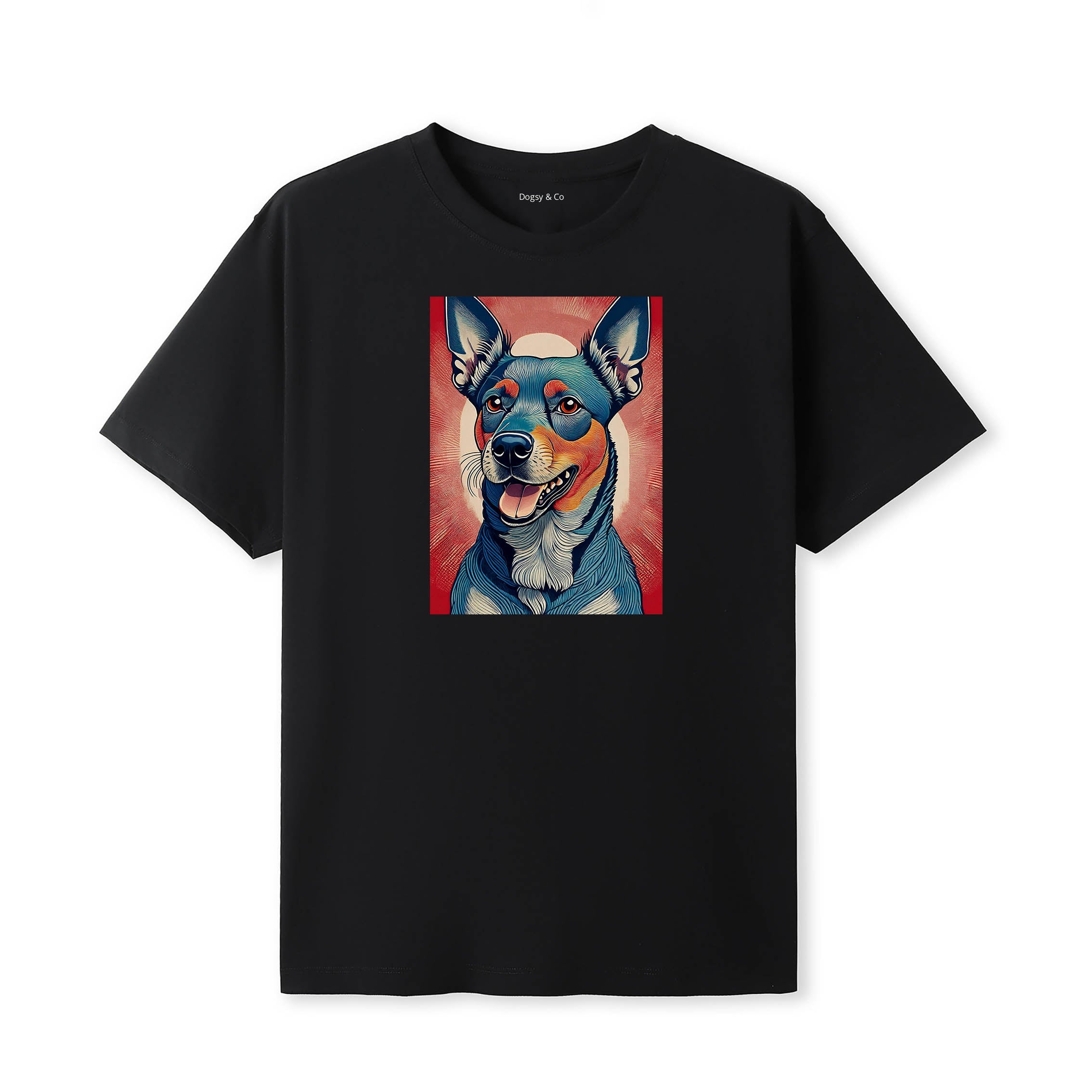 Pinscher Hokusai Dog Portrait T-Shirt Black