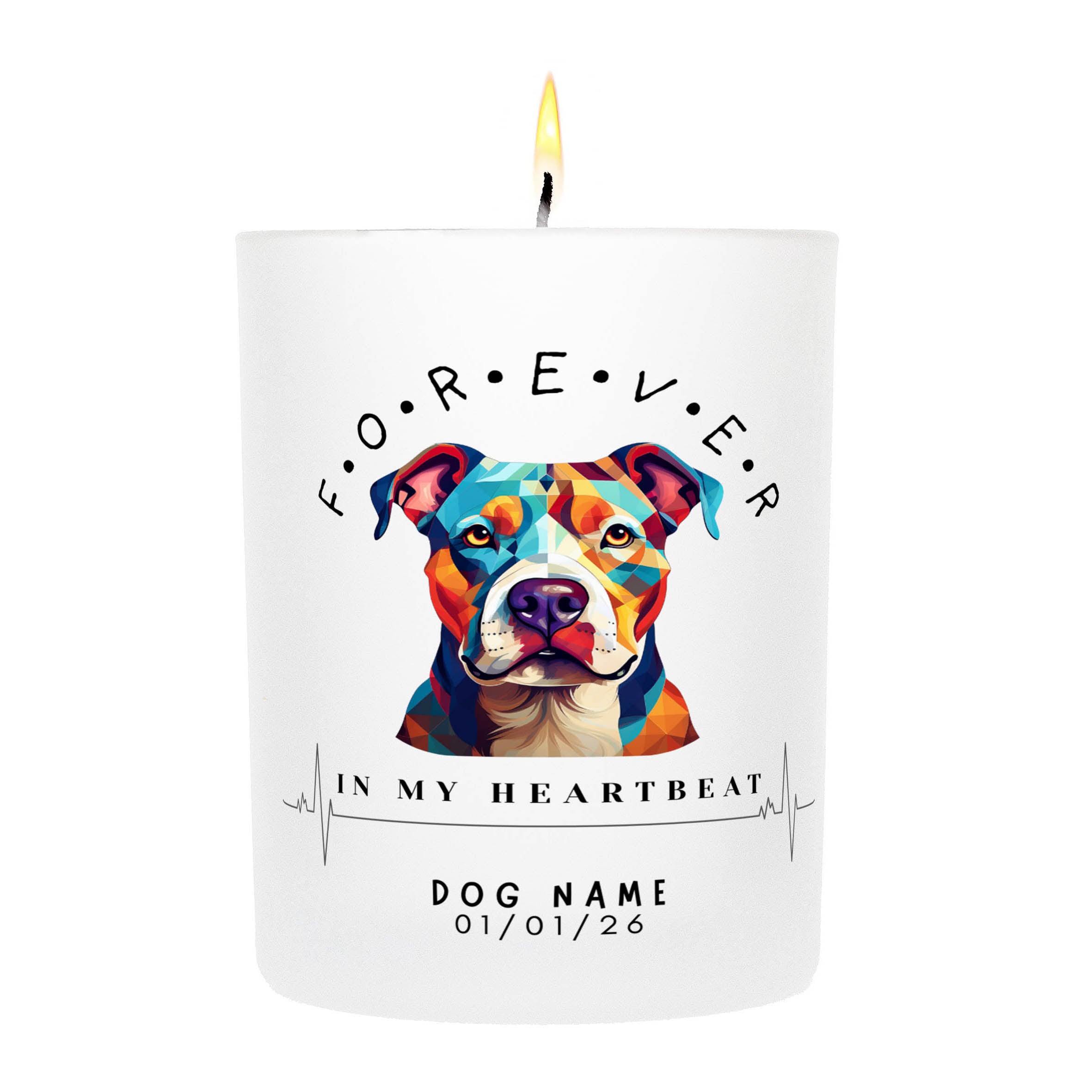 Pitbull Terrier – Forever in My Heartbeat Custom Candle