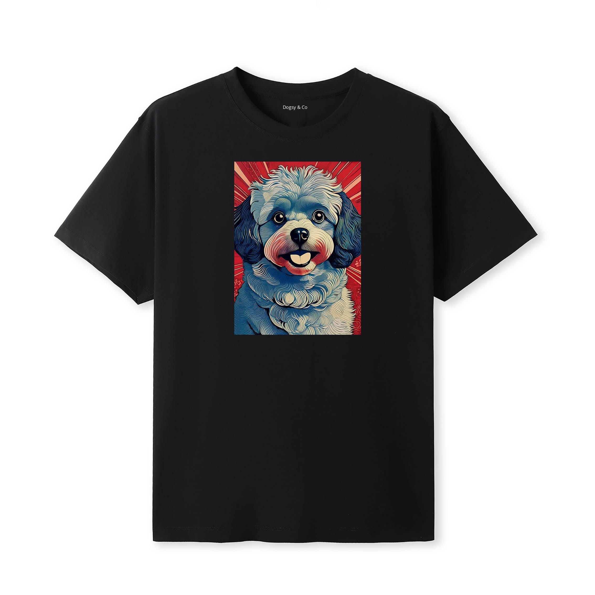 Pomapoo Hokusai Dog Portrait T-Shirt Black