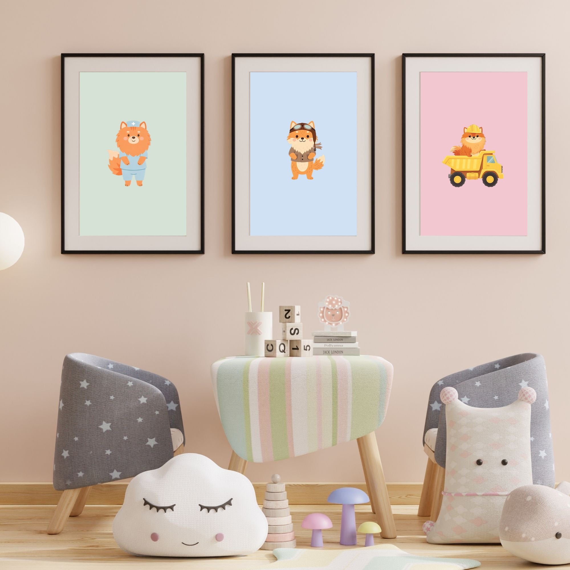 Pomeranian Kids Nursery Wall Art Print Bundle — 22 Dog Costume Designs, 5 Colours, 6 Print Sizes | Digital Download