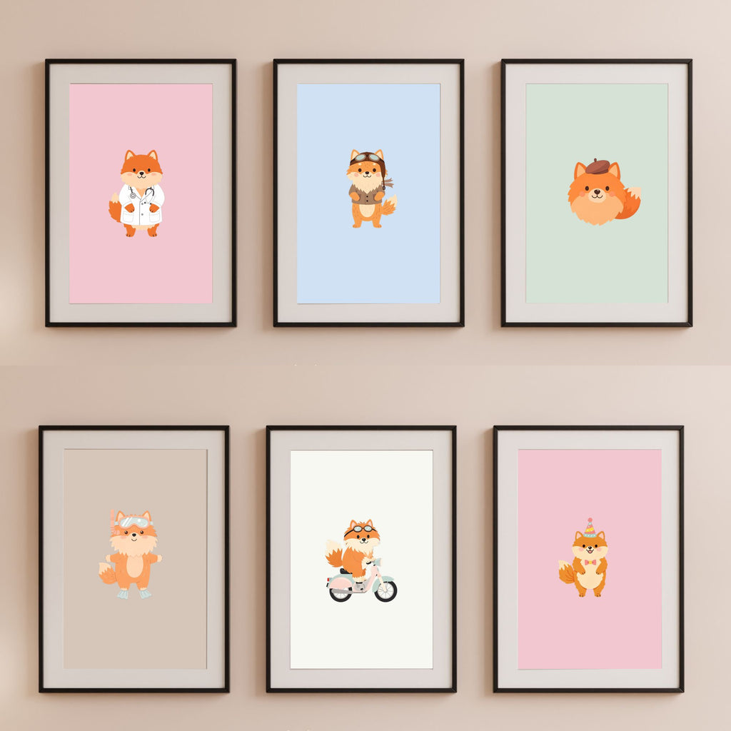 Pomeranian Kids Nursery Wall Art Print Bundle — 22 Dog Costume Designs, 5 Colours, 6 Print Sizes | Digital Download