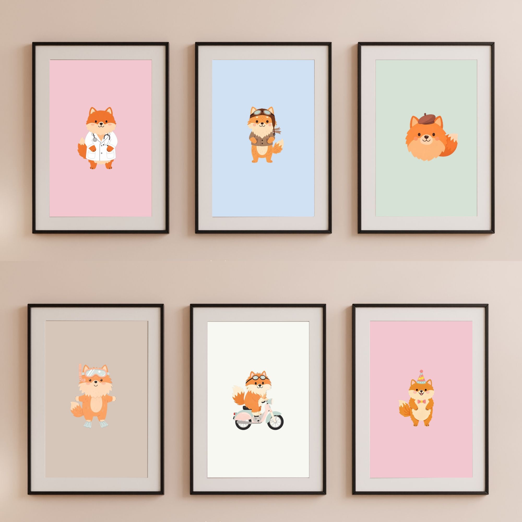 Pomeranian Kids Nursery Wall Art Print Bundle — 22 Dog Costume Designs, 5 Colours, 6 Print Sizes | Digital Download