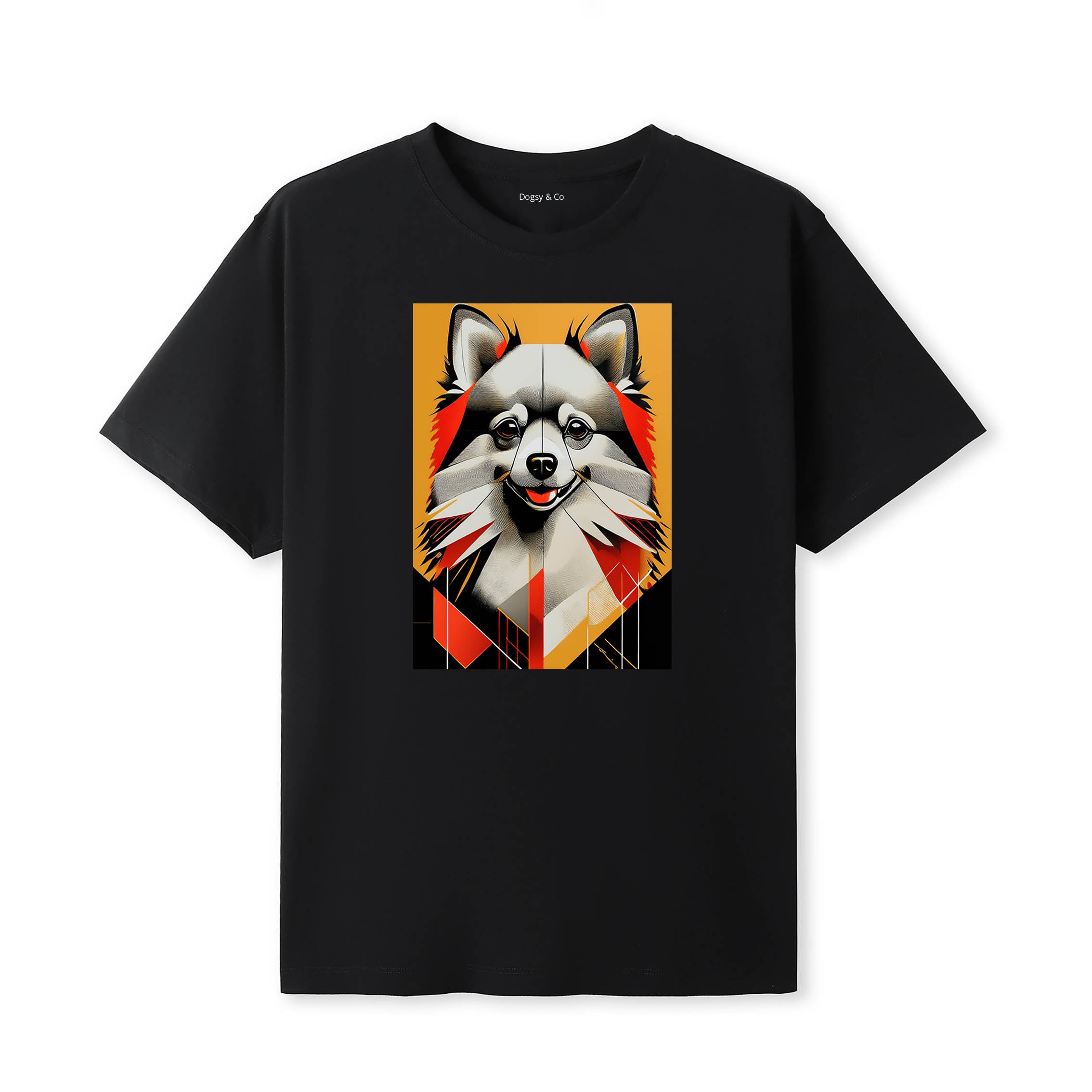 Pomeranian Retro Geo Orange Dog T-Shirt | Dogsy & Co