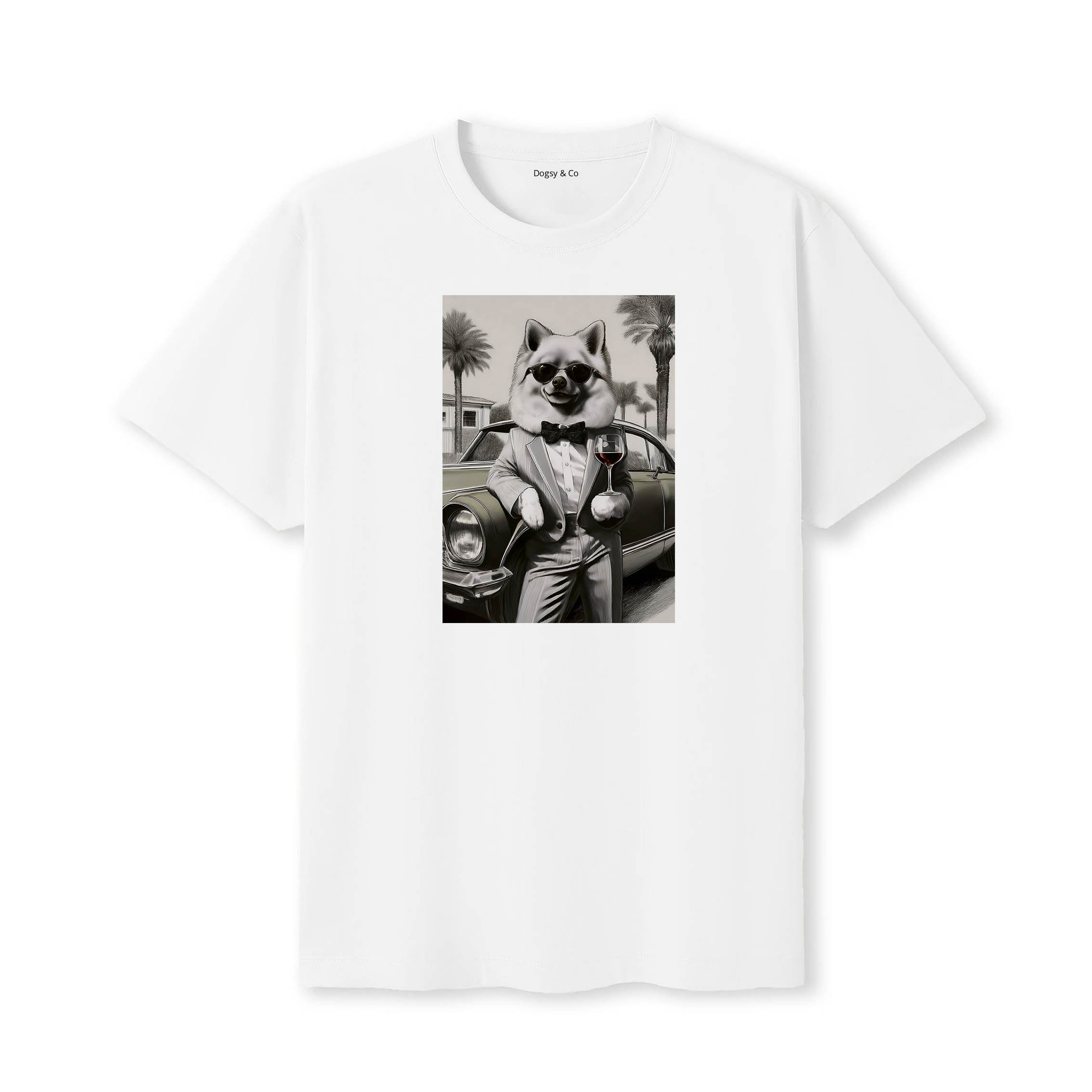 Pomeranian distinguished gentleman dog t-shirt - white