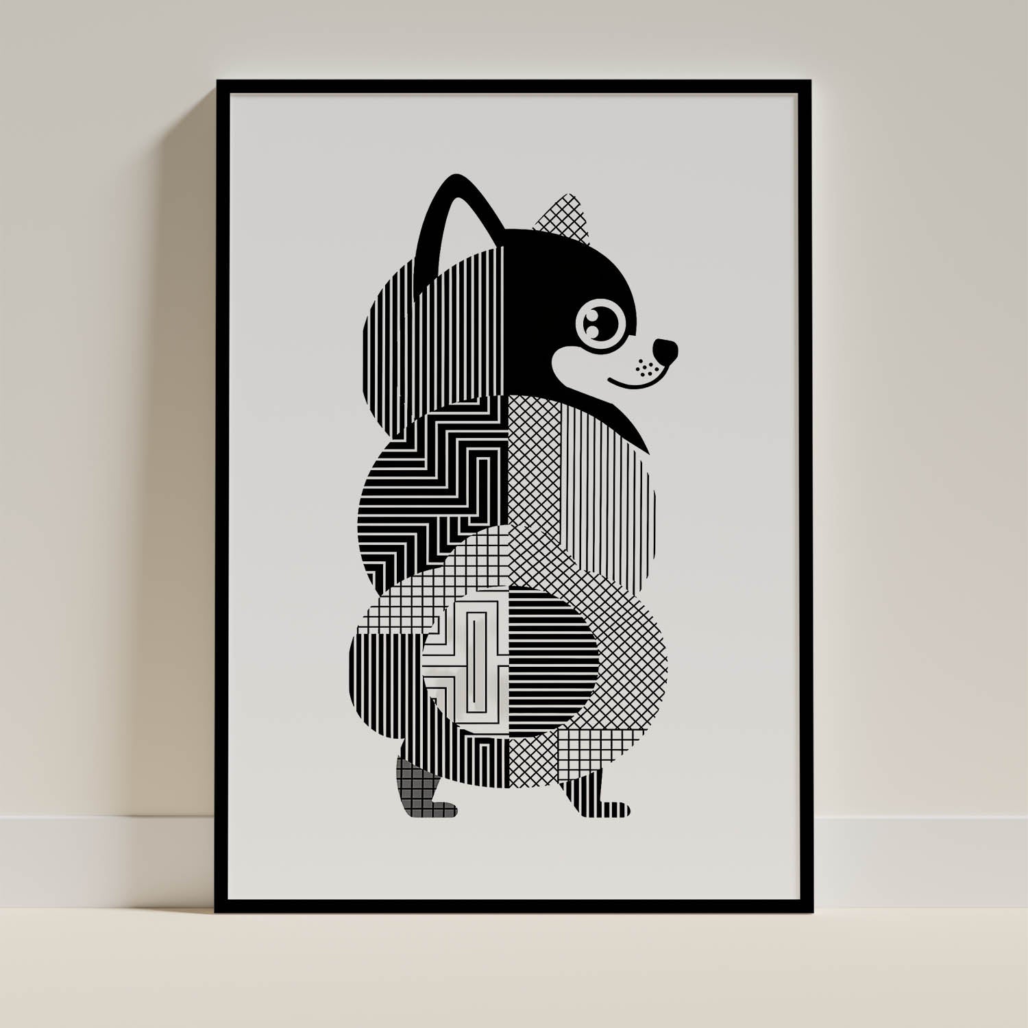Pomeranian Geometric Line Art mockup